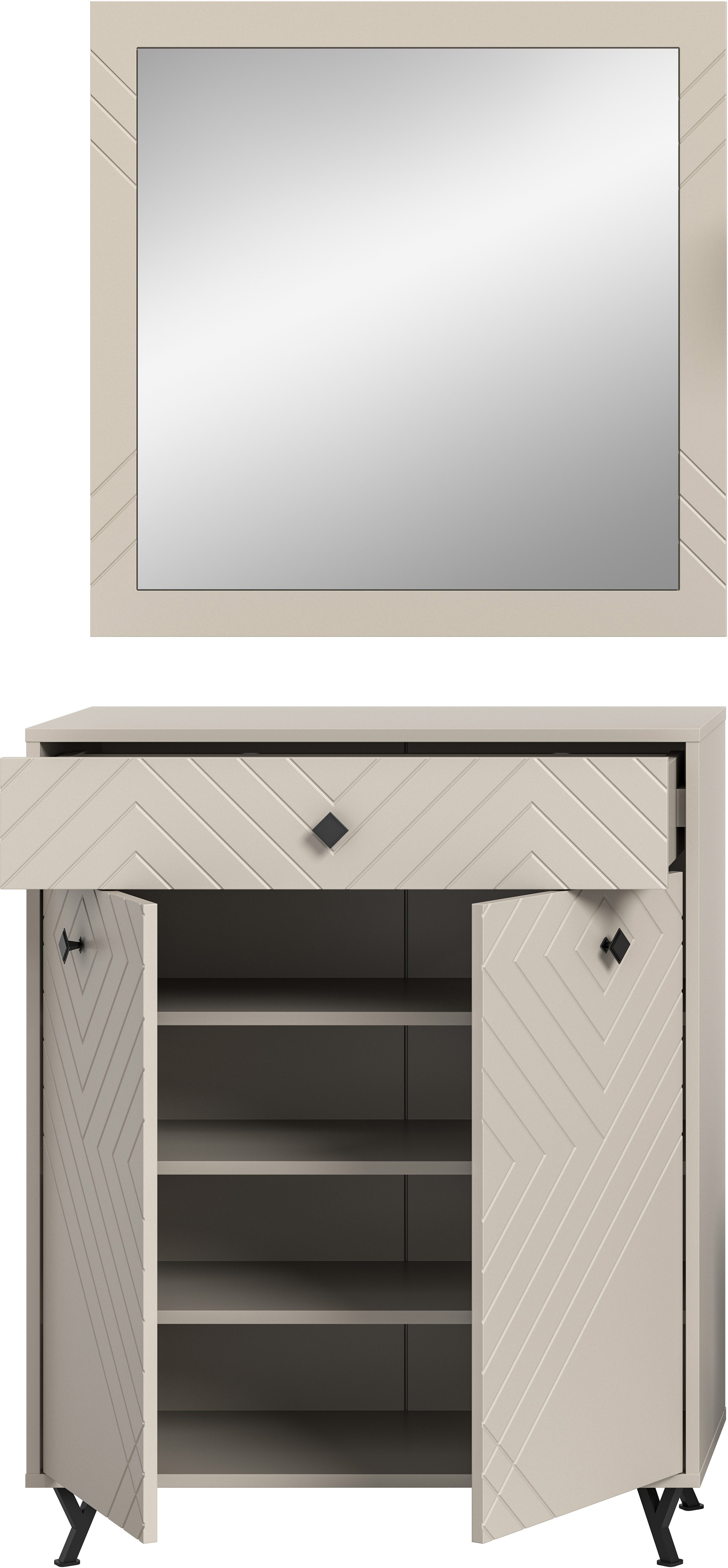 INOSIGN Halmeubelset Mento, 2-delig, ornamentfrezing in de front, bestaande uit: (set, 2-delig)