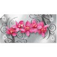 artland artprint roze orchideen op ornamenten in vele afmetingen  productsoorten - artprint van aluminium - artprint voor buiten, artprint op linnen, poster, muursticker - wandfolie ook geschikt voor de badkamer (1 stuk) roze