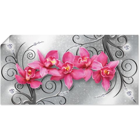 Artland Artprint rosa Orchideen auf Ornamenten in vele afmetingen & productsoorten artprint van alum