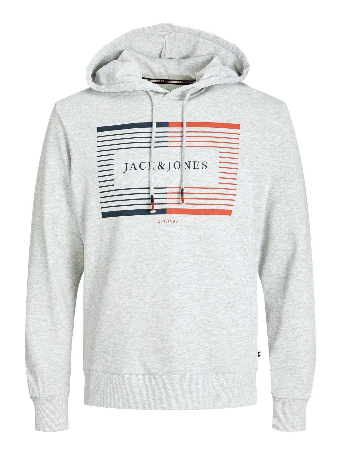 Jack & Jones Hoodie JJCYRUS SWEAT HOOD: Komfortable Baumwollmischung mit coolem Gummidruck (Casual hoodie: basic snit & levendige print)