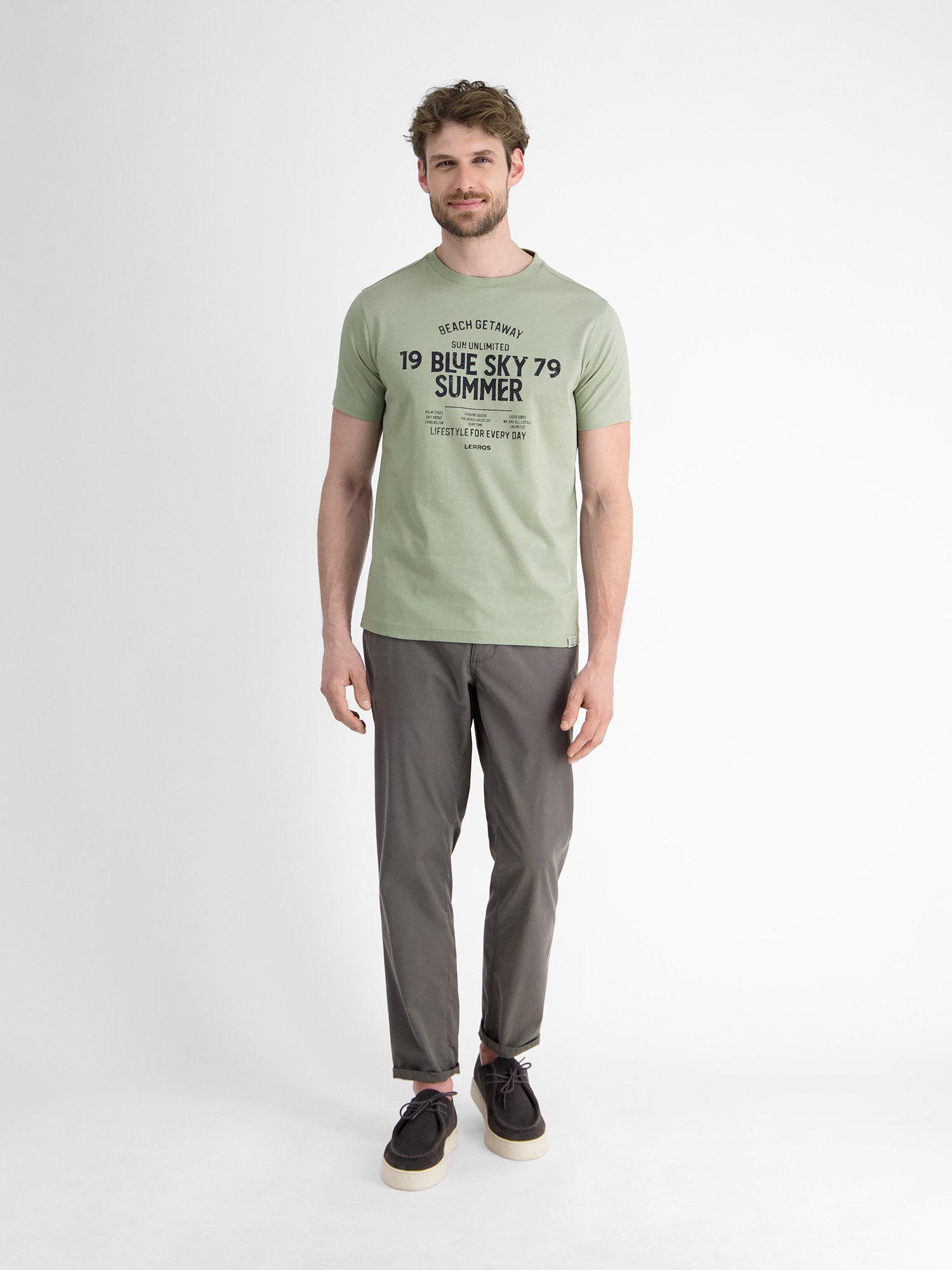 Lerros T-shirt LERROS heren T-shirt met borst-print