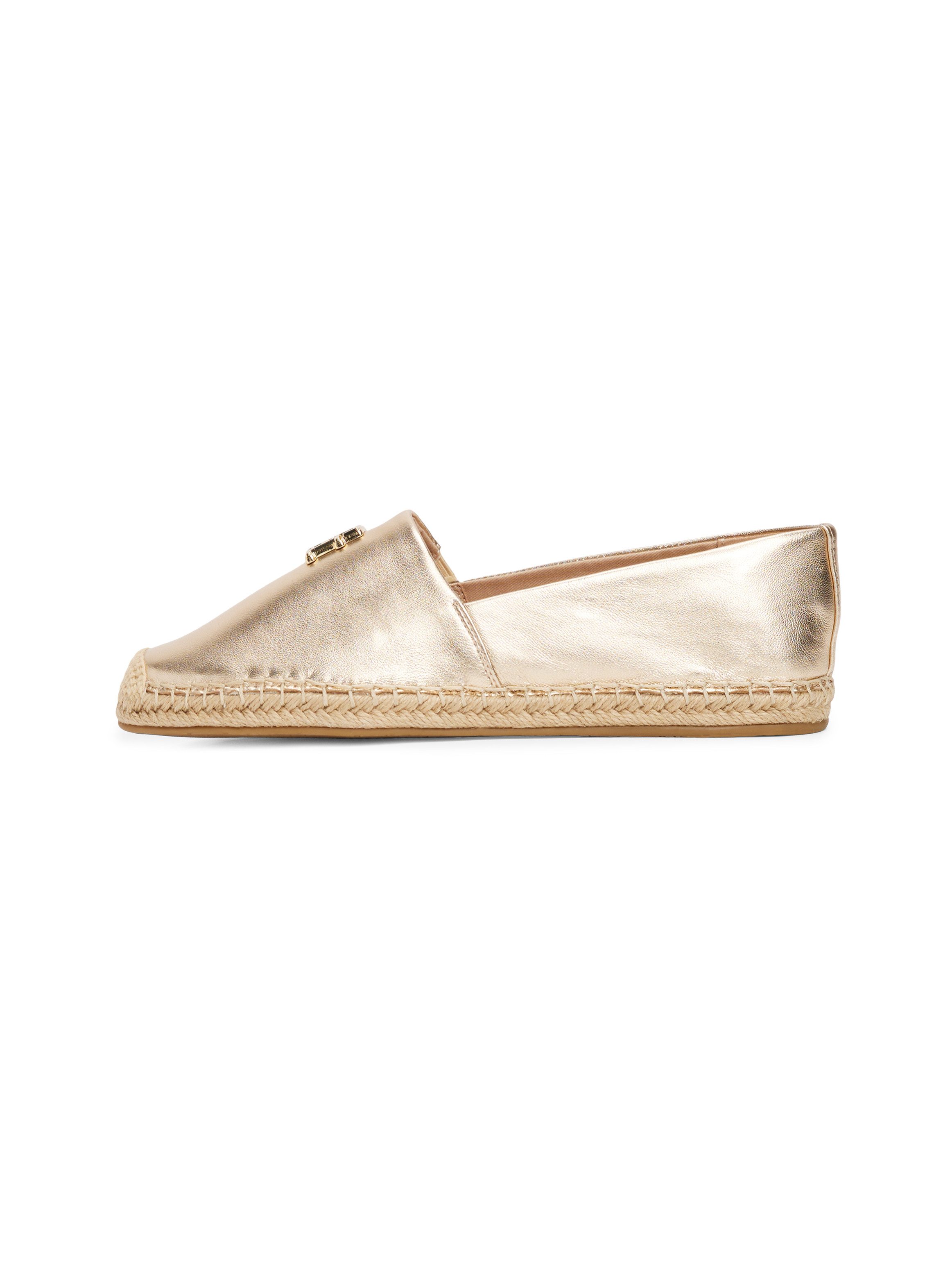Tommy Hilfiger Espadrilles TH LOGO METALLIC LEATHER ESPAD , zomerschoen, slippers, instapschoen met th-sieraandeel