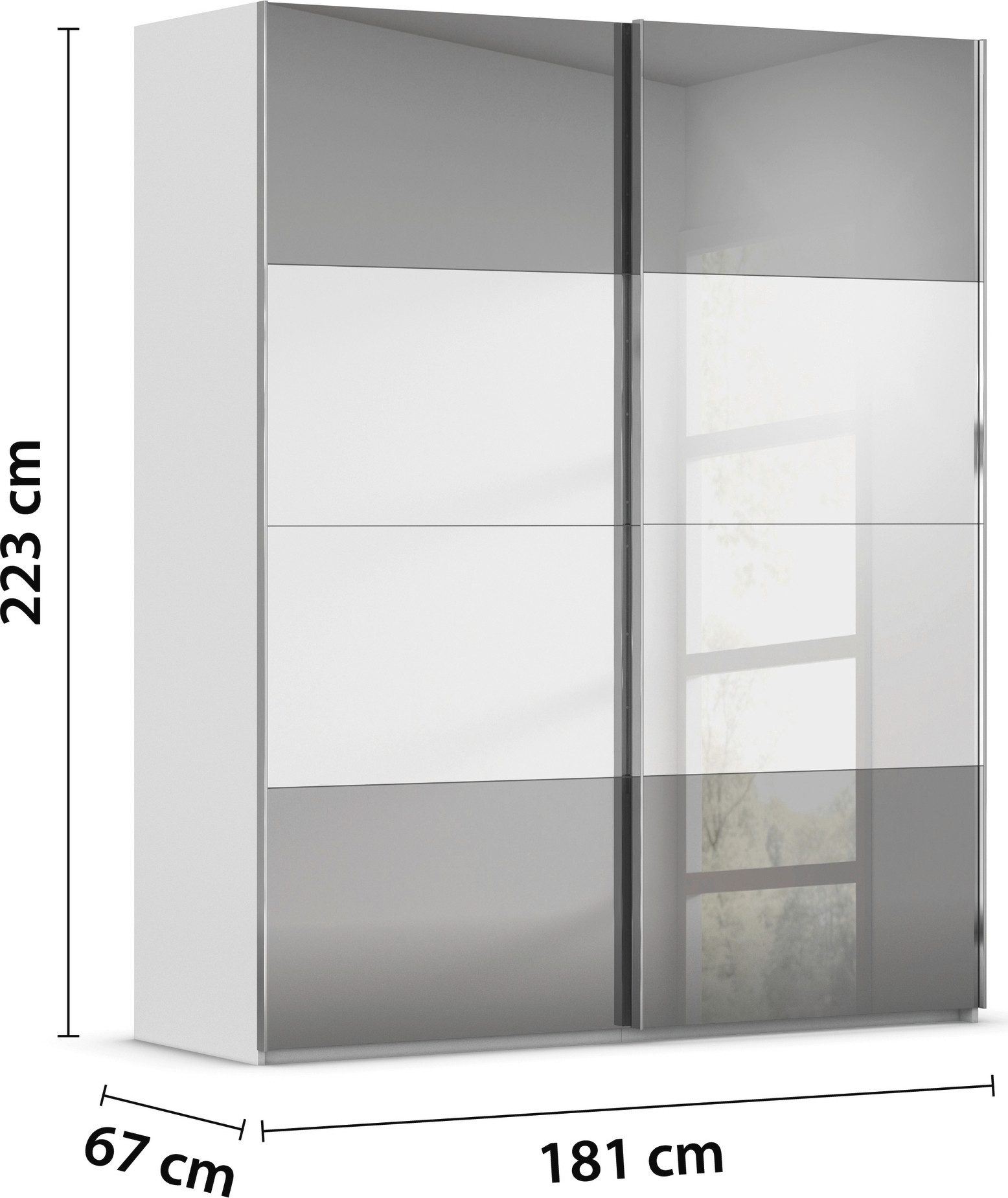 rauch Schuifdeurkast Kledingkast Kast Garderobe Slaapkamerkast SCALE-FYRA edel vierdelige deuren front spiegel-mix veel kleuren made in germany