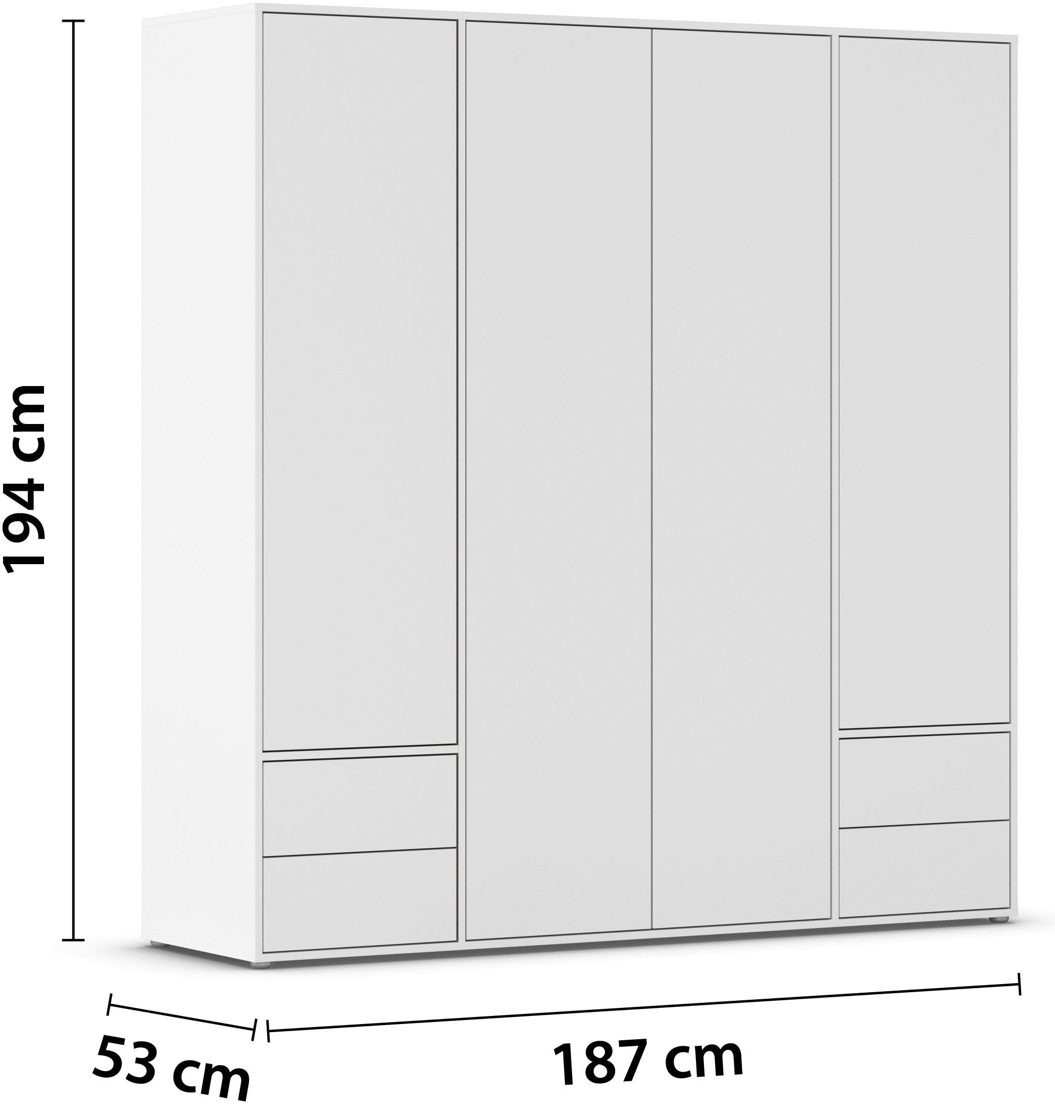 rauch Draaideurkast Kledingkast Kast Garderobe Wasmand NABILA veel Opbergruimte met 2 lades en push-to-open functie topseller made in germany