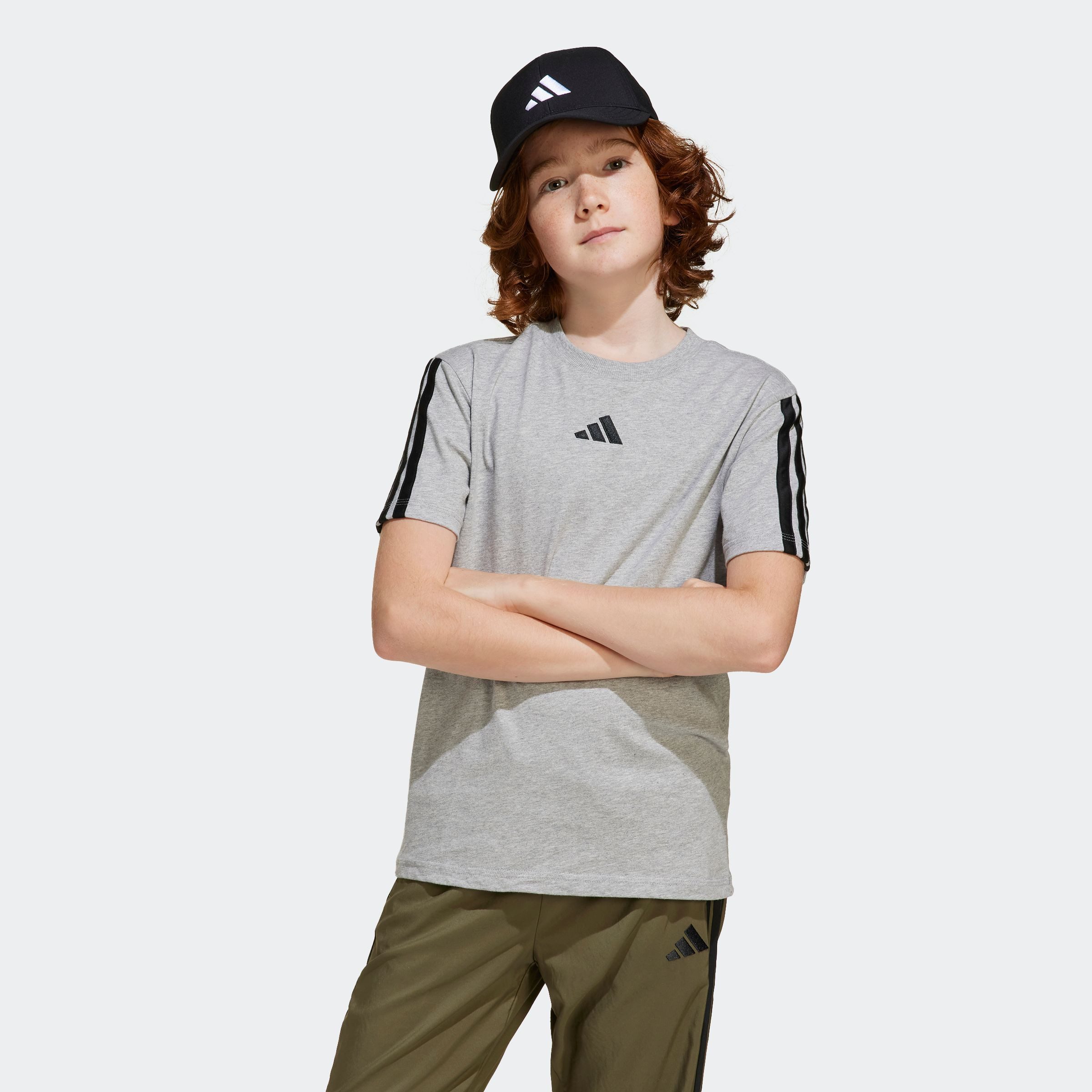 adidas Sportswear T-shirt J 3S TEE 160 jongens t-shirts maat 176 grijs