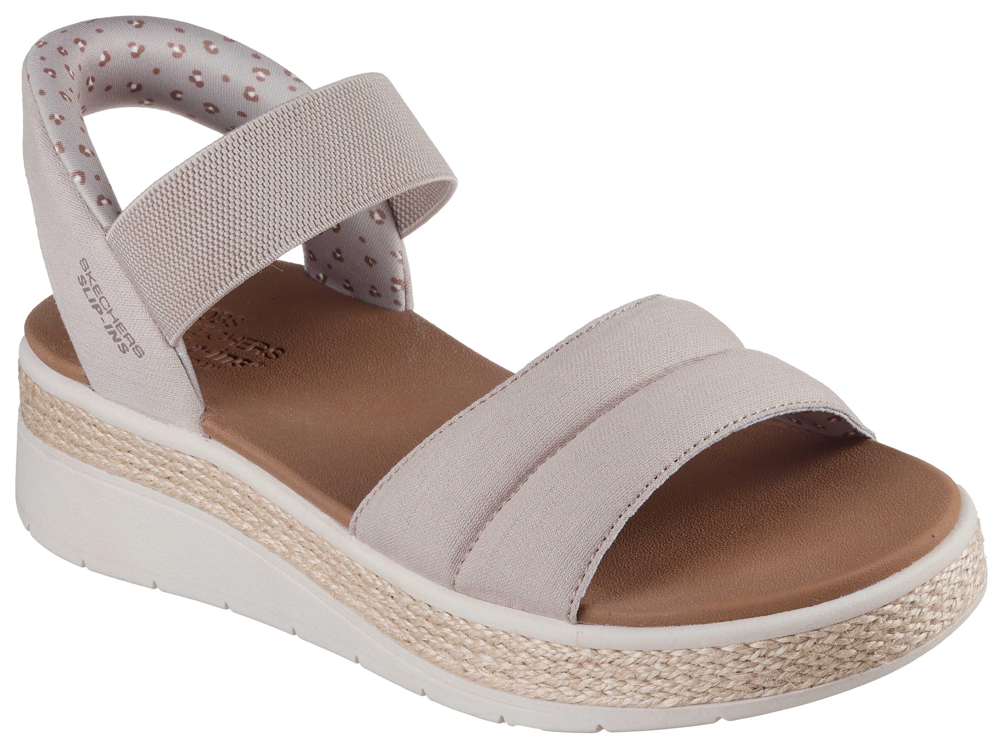 Skechers Sandalen BOBS SUN RAY , wig sandaal, sandalette, plateausandaal met plush foam dames sportieve sandalen maat 41 grijs