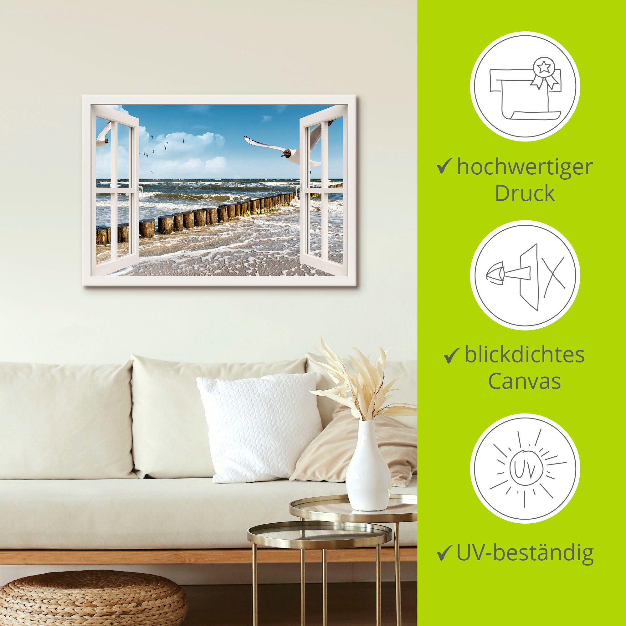 Artland Artprint Blik uit het venster - Oostzee als artprint op linnen, poster, muursticker in verschillende maten