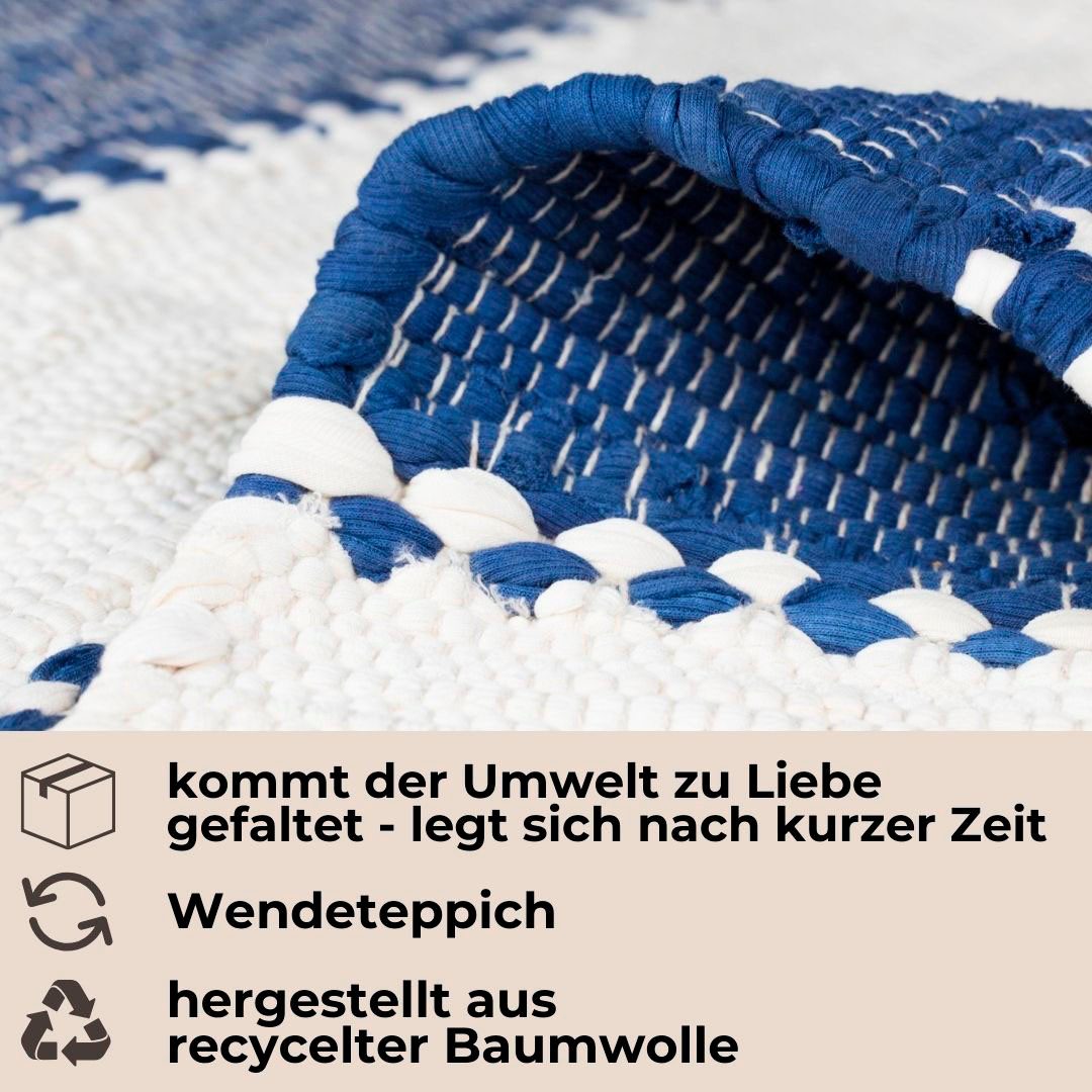 my home Vloerkleed Benja Handgeweven tapijt, gestreept, 90% katoen, handgeweven, met franjes