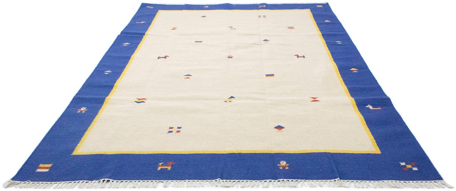 morgenland Wollen kleed Kelim vloerkleed met de hand geweven beige Laagpolig