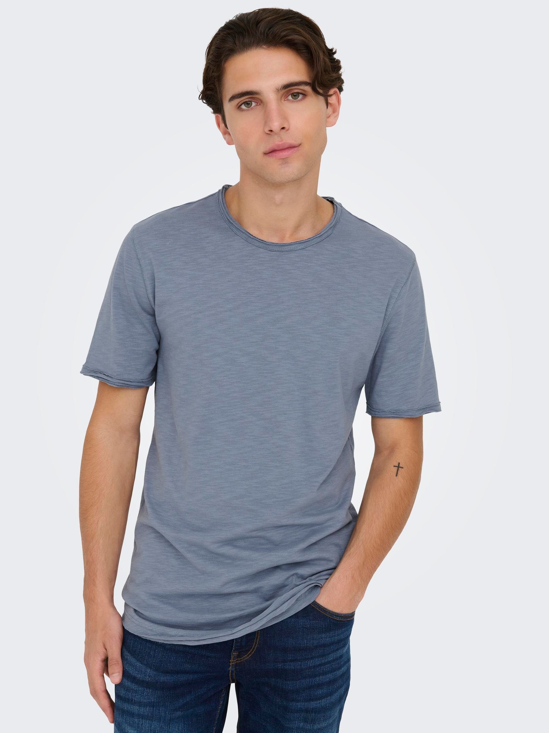 ONLY & SONS Shirt met ronde hals ONSBENNE LONGY SS TEE NF 7822 NOOS