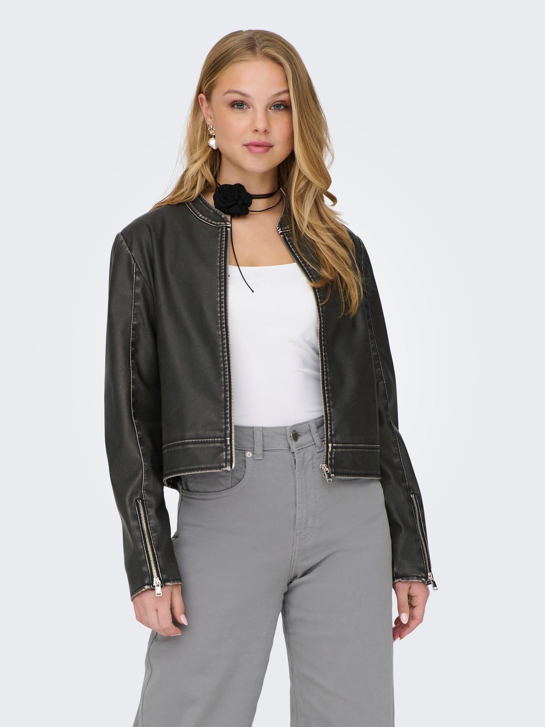 Only Leren jack ONLMINDY FAUX LEATHER WASHED JACKET OTW