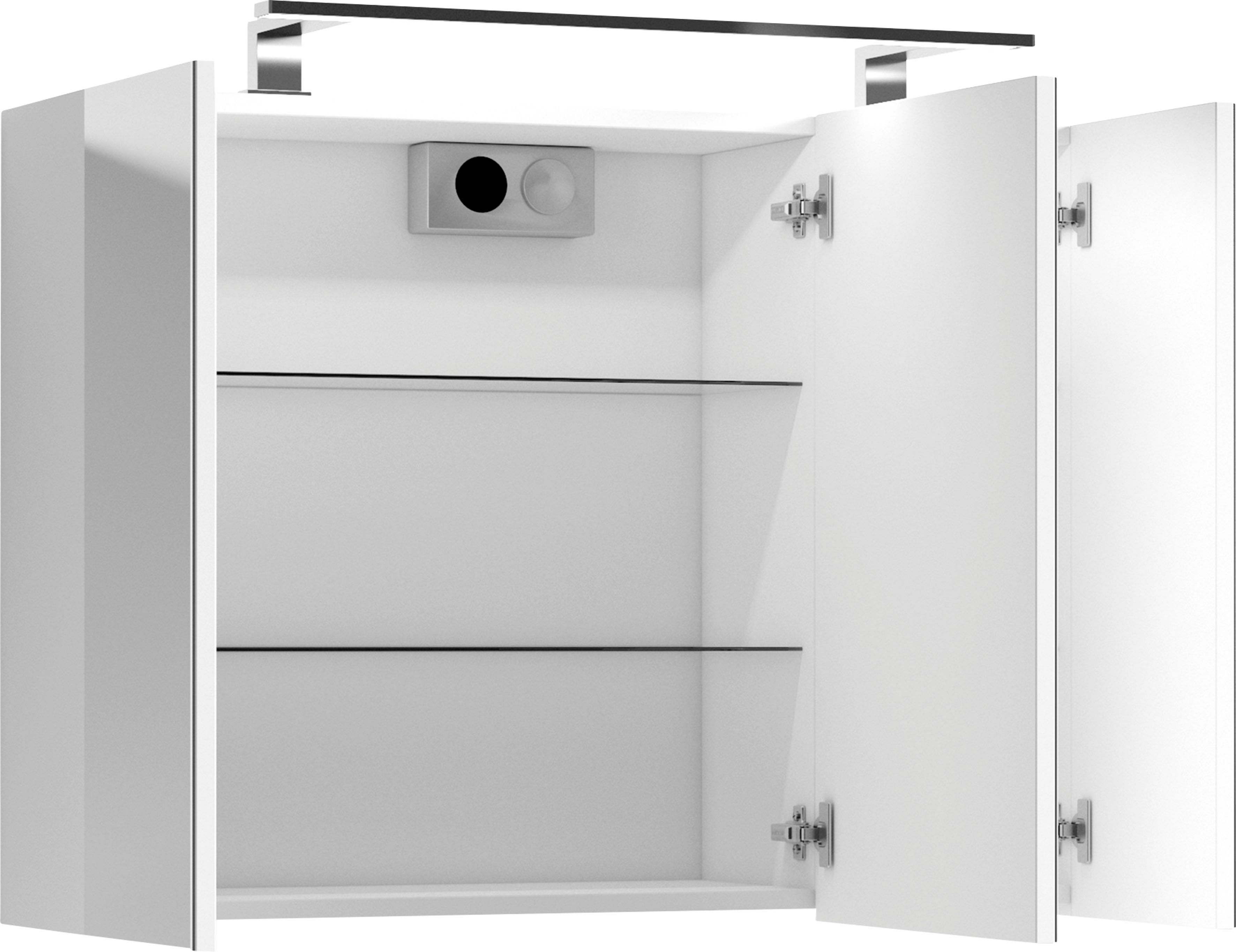 byLIVING Spiegelkast Spree Breedte 80 cm, 3-deurs, met ledverlichting en schakelaar-/stekkerdoos