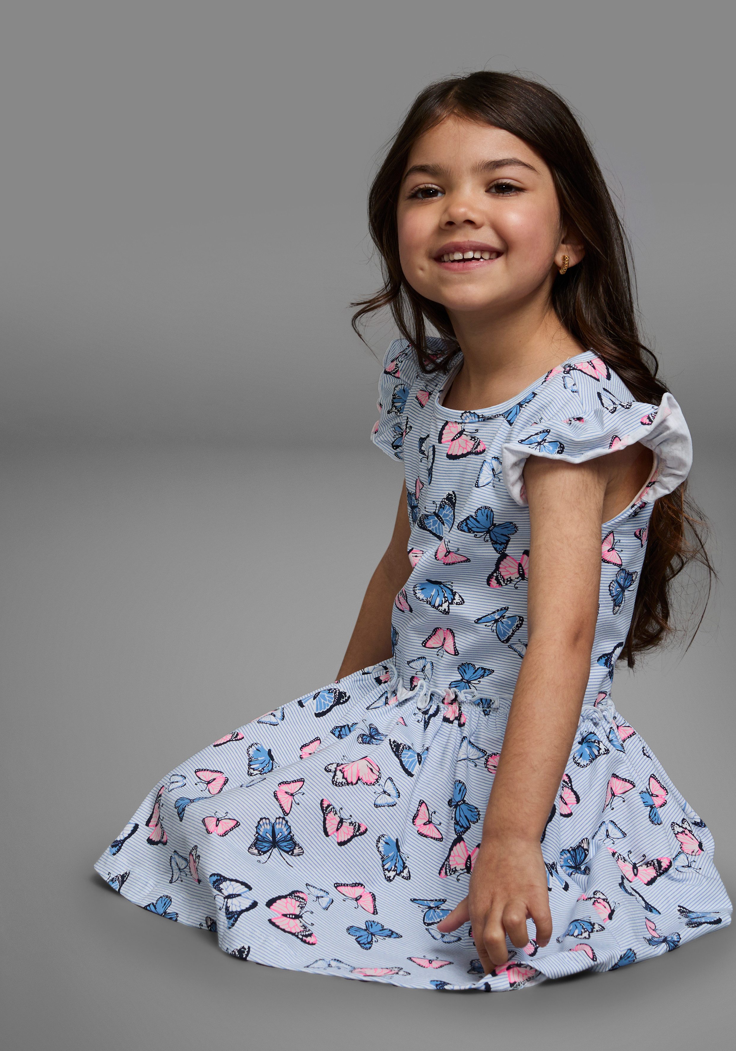 KIDSWORLD Jerseyjurk Voor kleine meisjes zomerse gelegenheden en feesten, knie-vrije lengte, modieuze noot