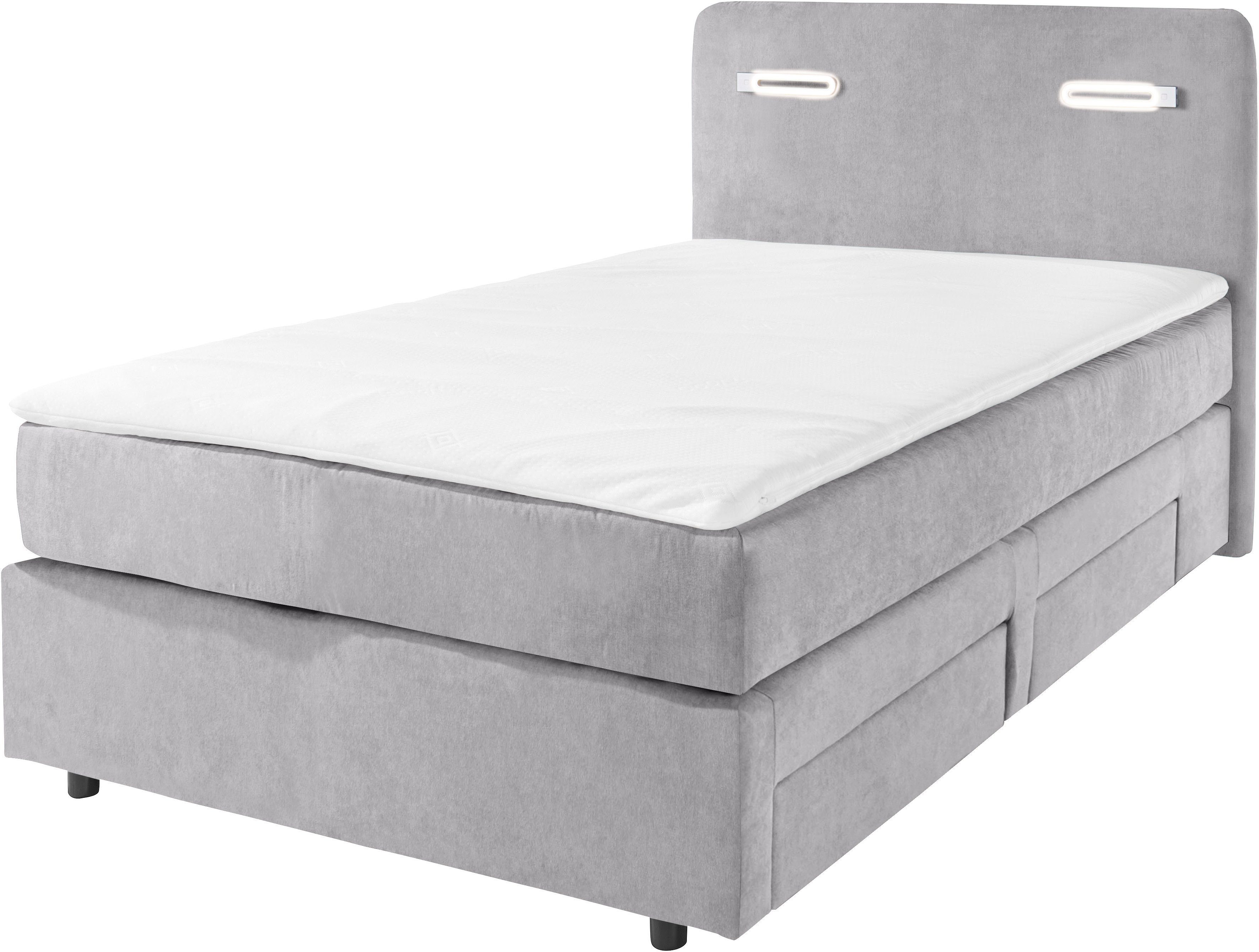 INOSIGN Boxspring Luan met laden, ledverlichting en topmatras, in breedte 120 cm en 180 cm te bestellen, in verschillende hardheden te kiezen.