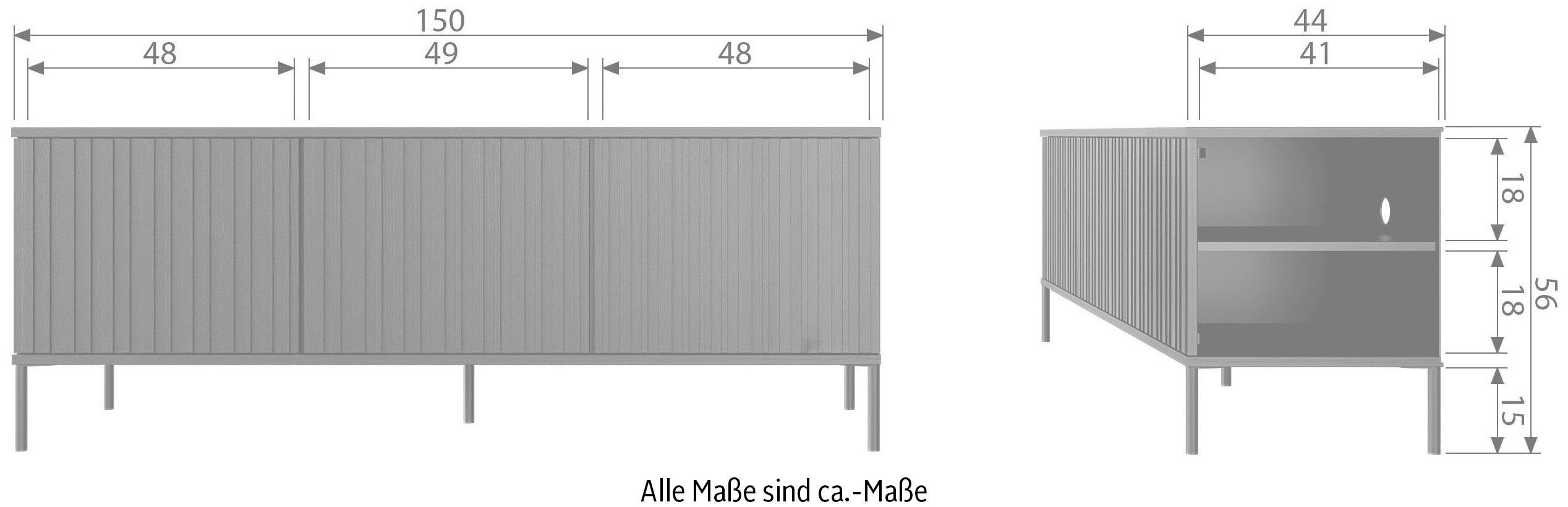WOOOD Dressoir New Gravure, TV-commode, breedte 100 cm of 150 cm Commode hoogte 56 cm, met grafische reliëfdeuren, veel opbergruimte