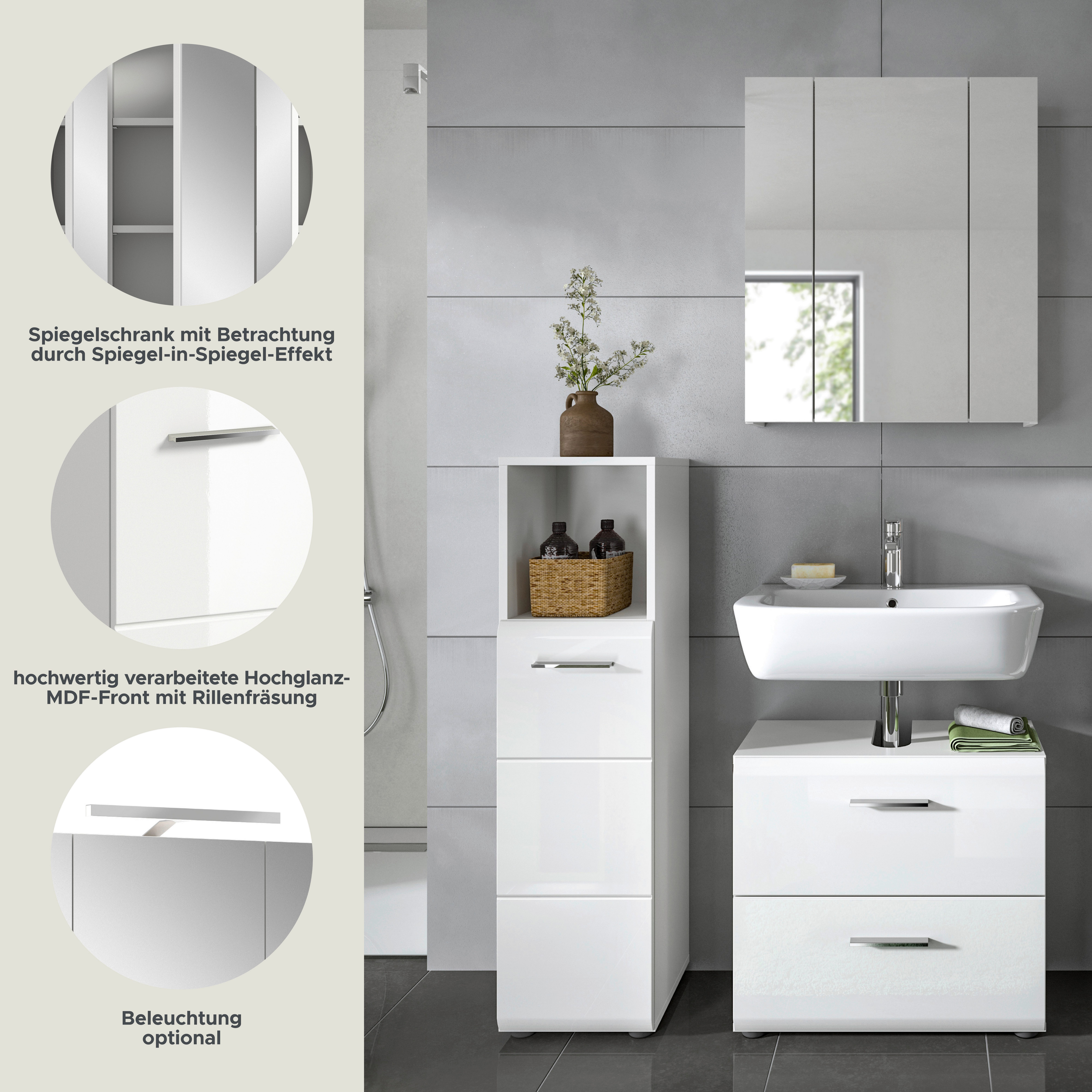 INOSIGN Badmeubelset FLORENZ, TOPSELLER!, 3-delige badcombinatie, hoogwaardige MDF-front