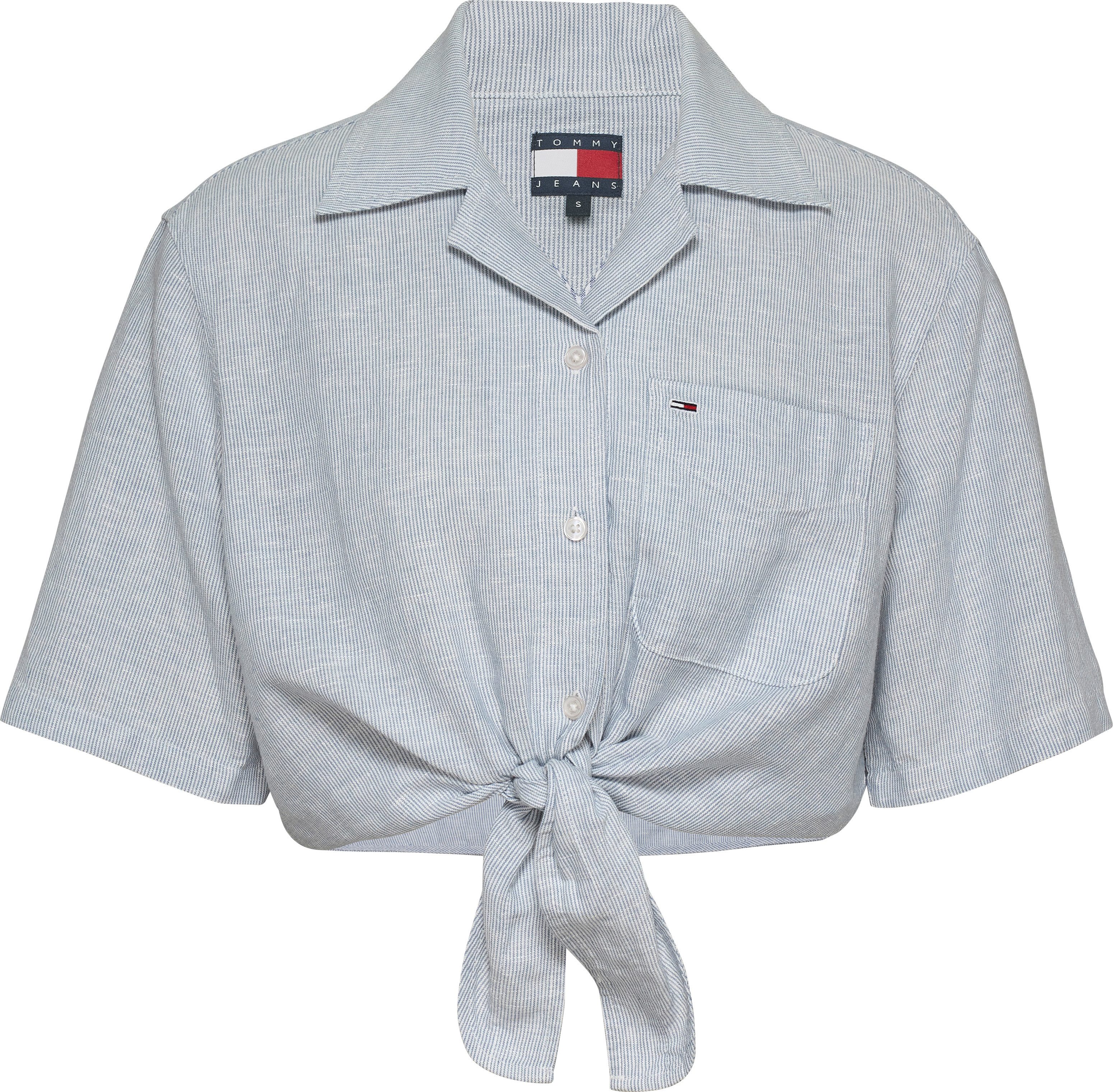 TOMMY JEANS T-shirt TJW CRP LINEN SS SHIRT met borstzak, logo-borduursel