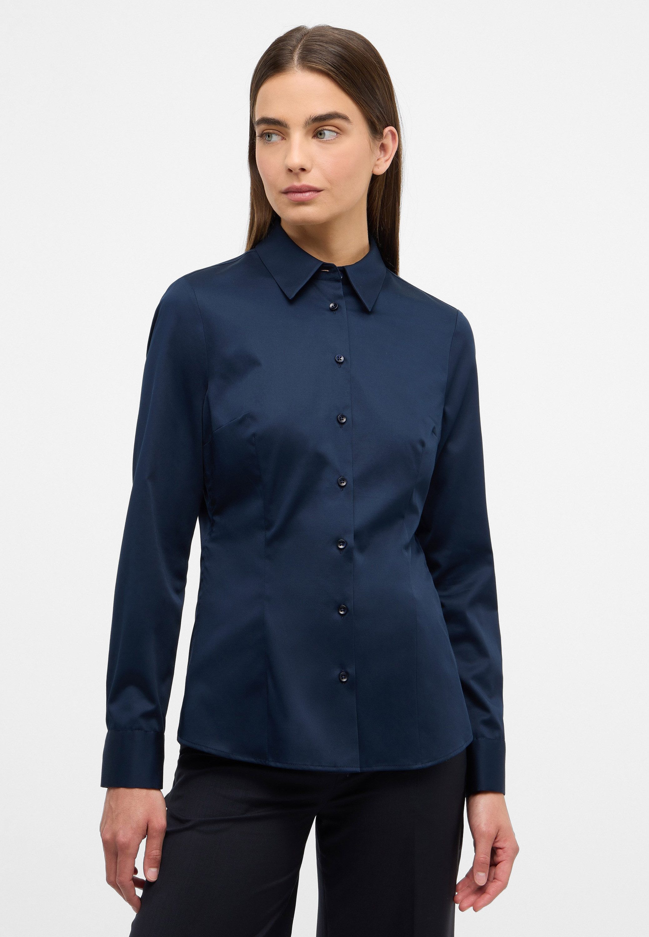 Eterna Overhemdblouse FITTED EASY IRON (gemakkelijk te strijken) dames dames overhemden maat 42 blauw
