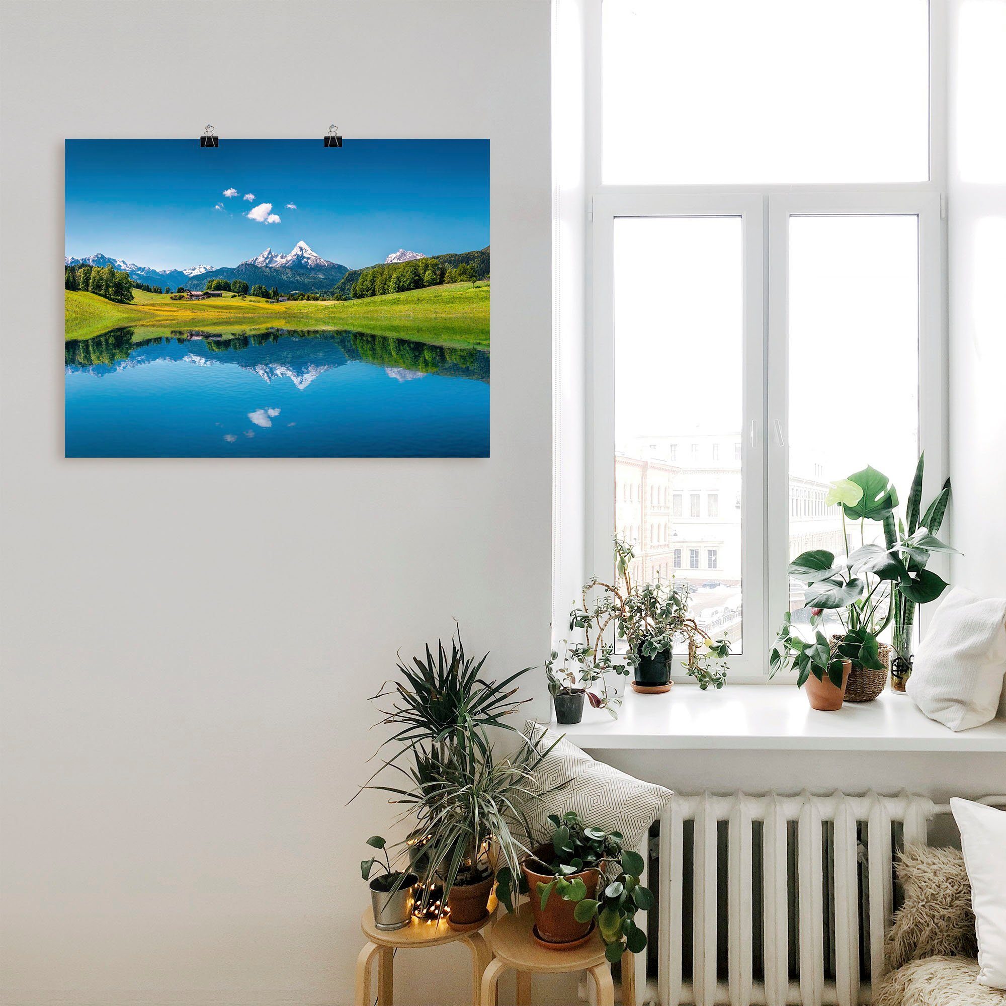Artland Artprint Landschap in de Alpen als artprint van aluminium, artprint voor buiten, artprint op linnen, poster in verschillende maten. maten