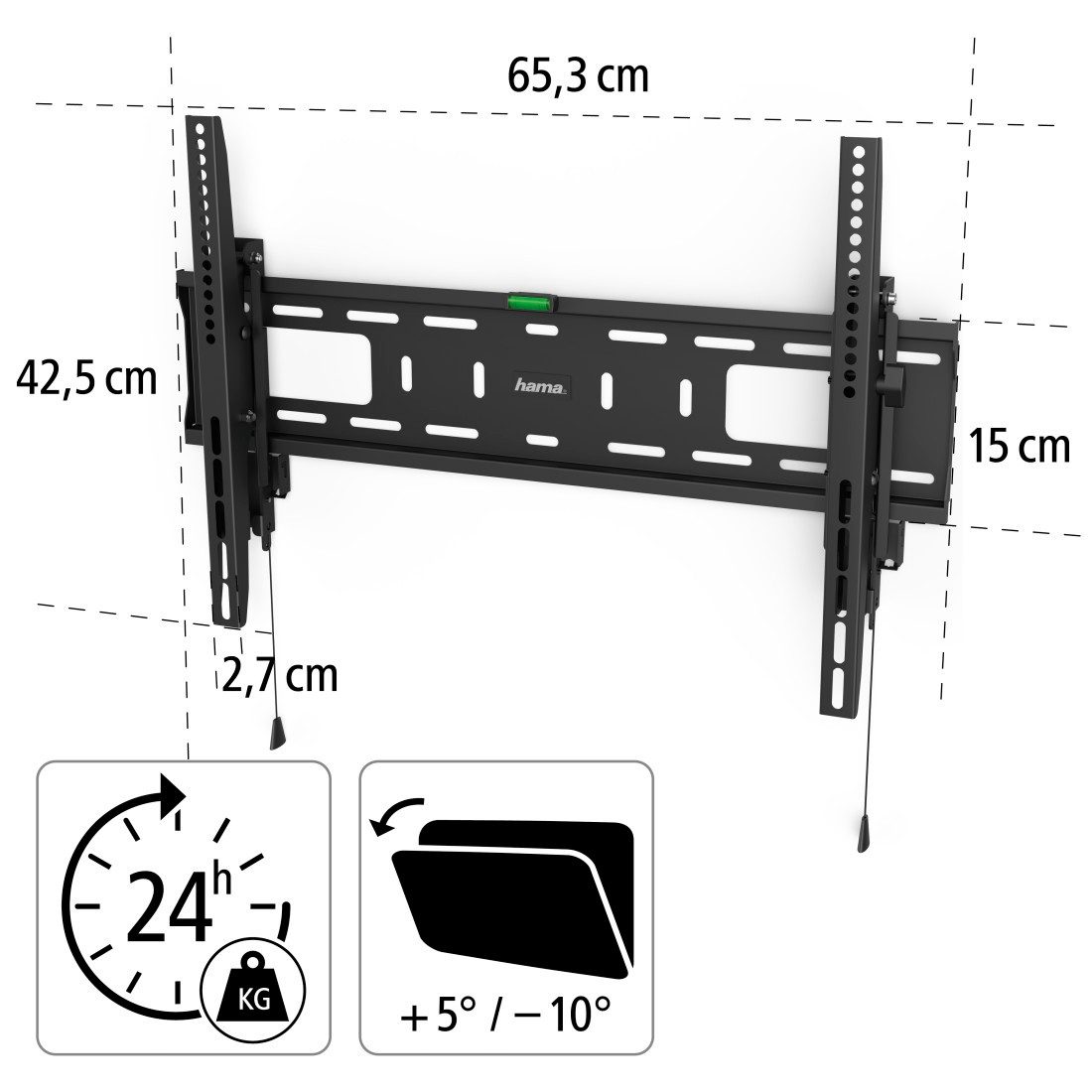 Hama Tv-wandhouder Wandbeugel (kantelbaar, 37" - 90", VESA 600x400)