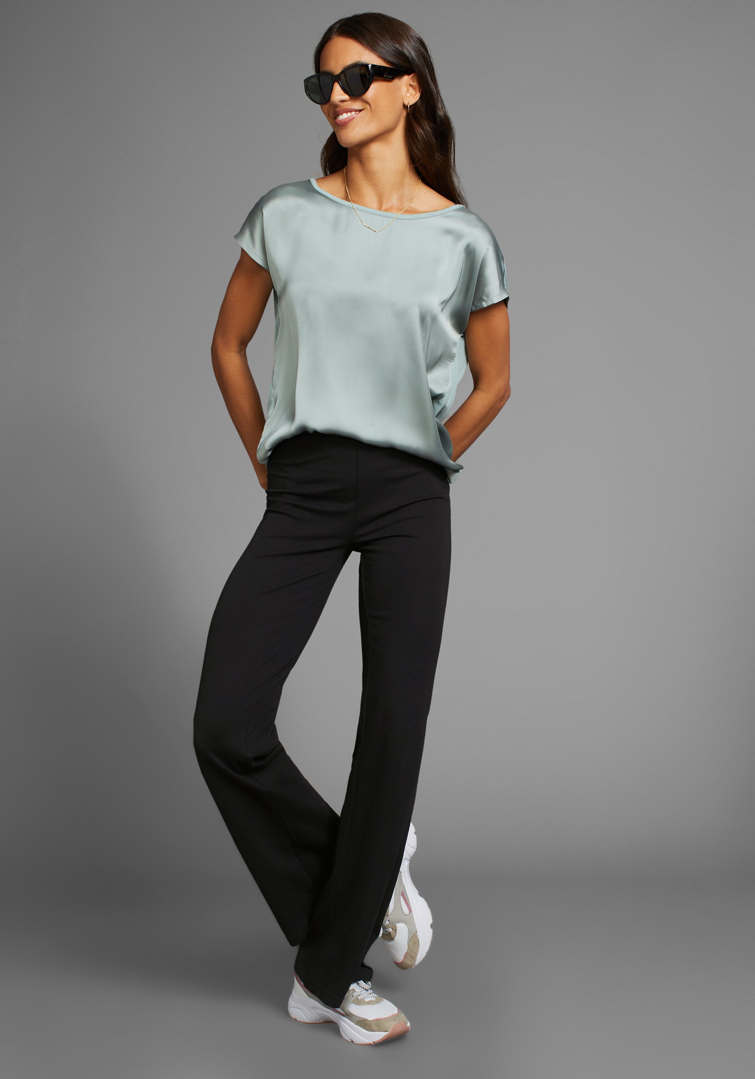 Laura Scott Shirtblouse van satijn en jersey