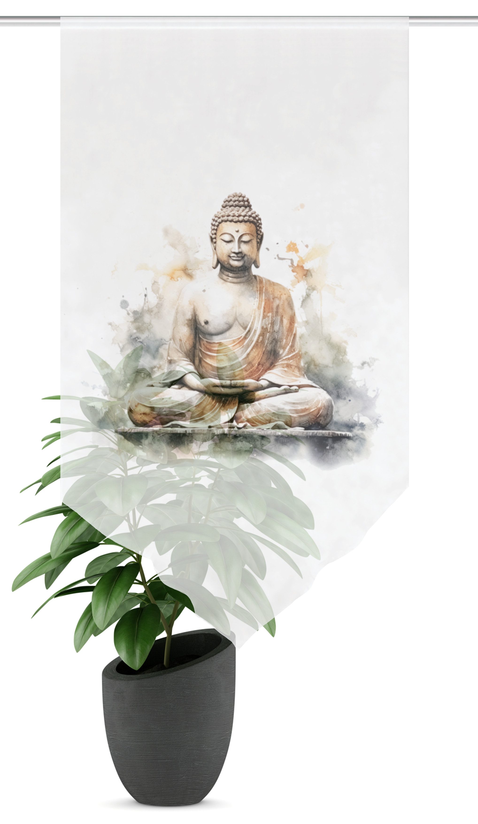 HOME WOHNIDEEN Valletje ZAYRA DIGITAAL BEDRUKT, VOILE, SCHAUBE (1 stuk)