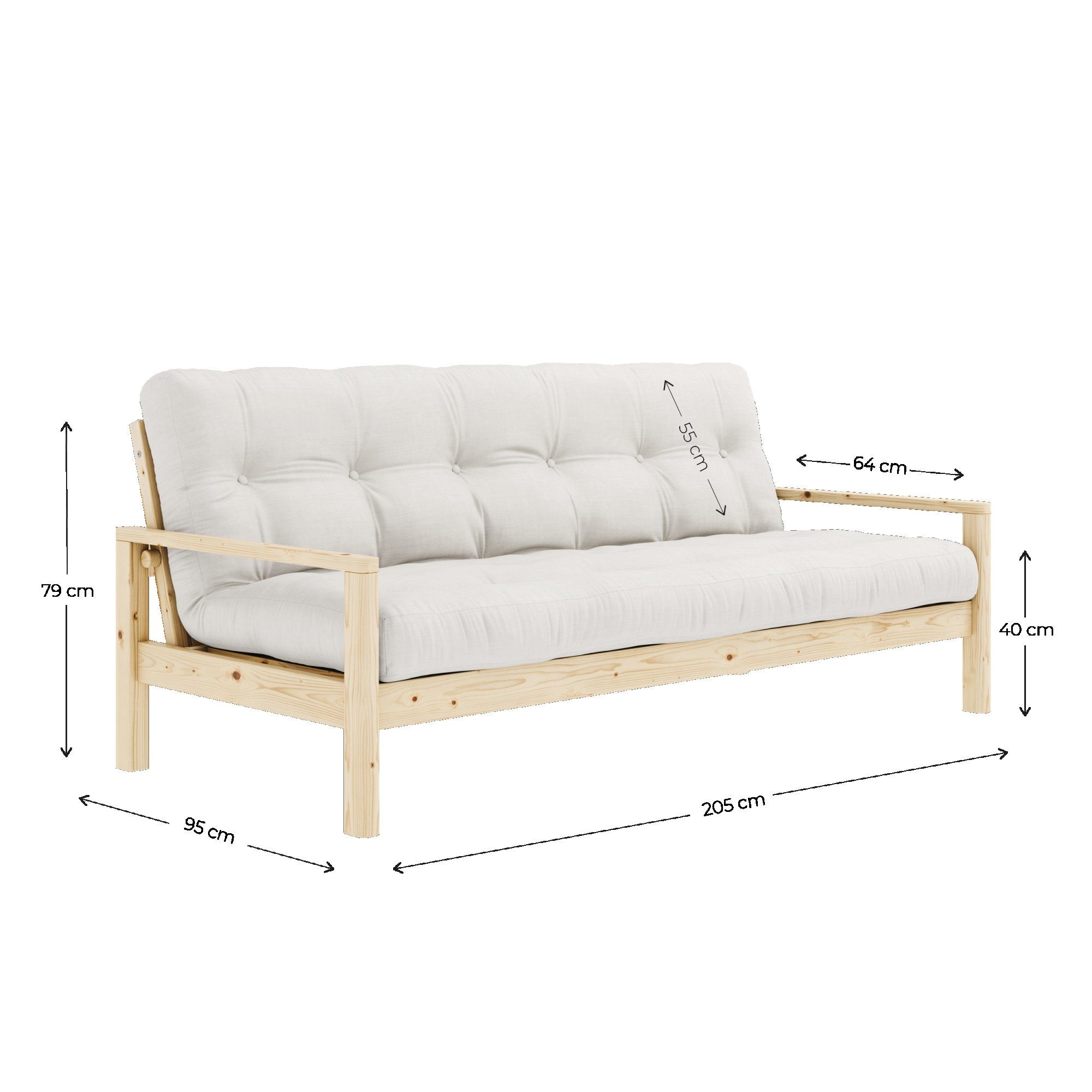 Karup Slaapbank Knob met futonmatras, verschillende kleuren, fsc®-gecertificeerd, dennenhout