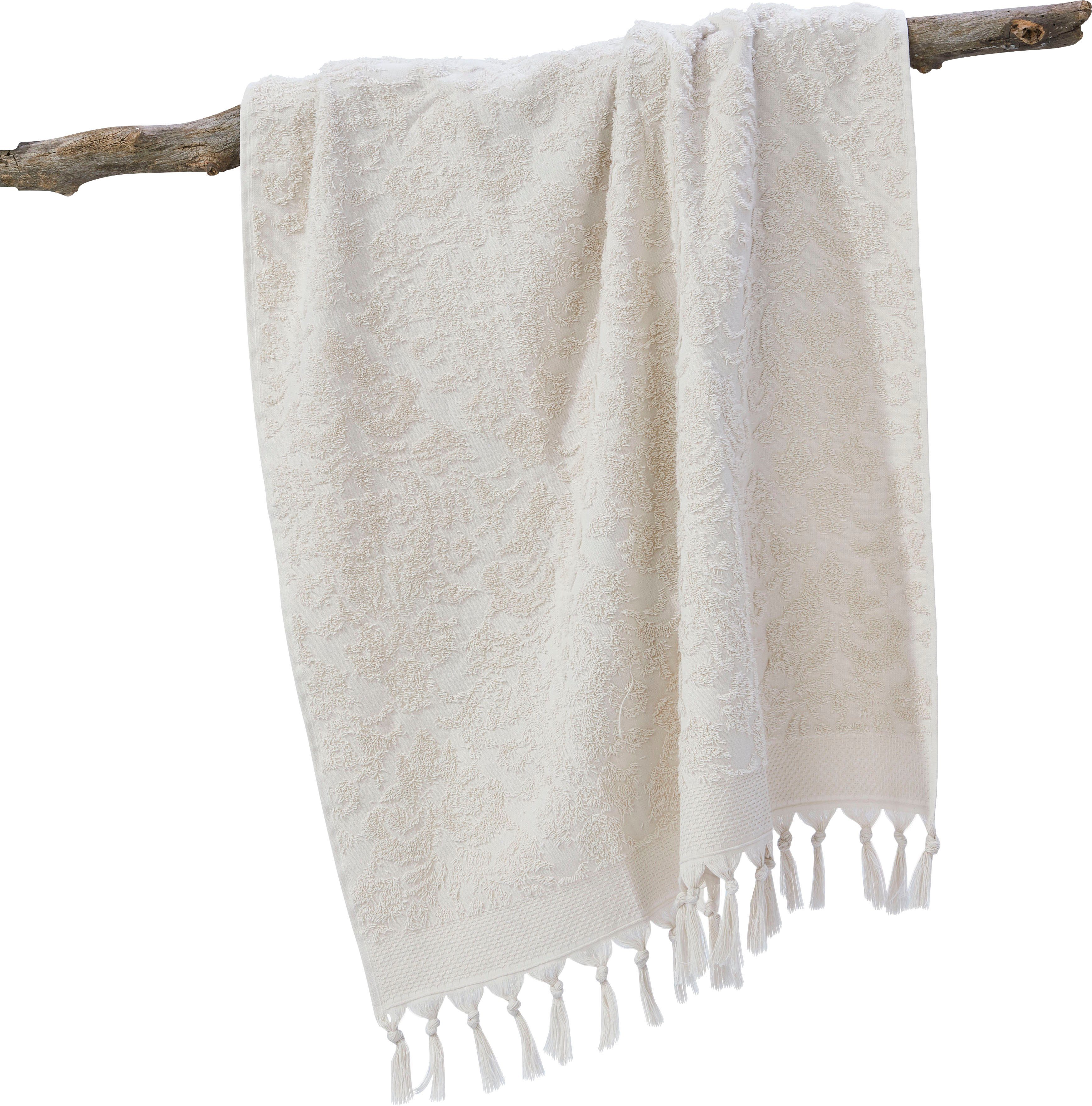 done.® Douchelaken Provence ORNAMENTS Unikleurig, ornamenten, met franje (1 stuk)