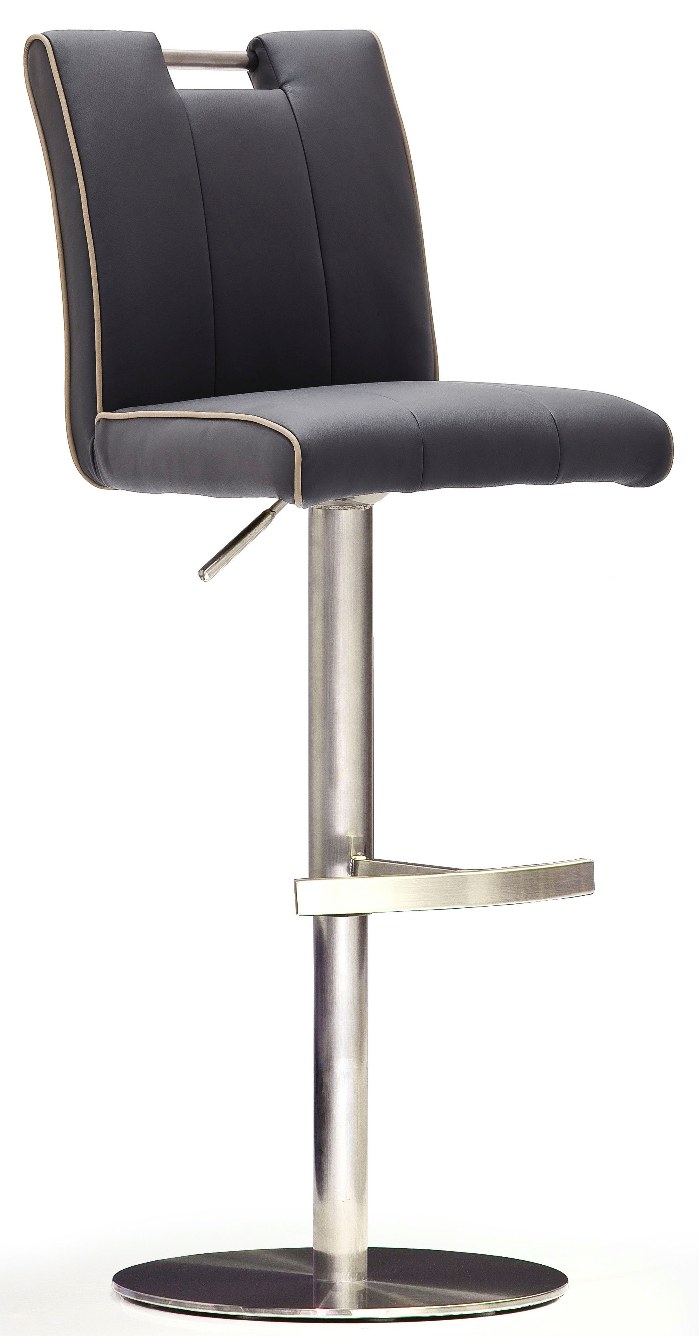 MCA furniture Bistrostoel BARBECOOL met rugleuning, ronde voetplaat, 360° draaibaar, zithoogte van 55-80 cm barkrukken zwart