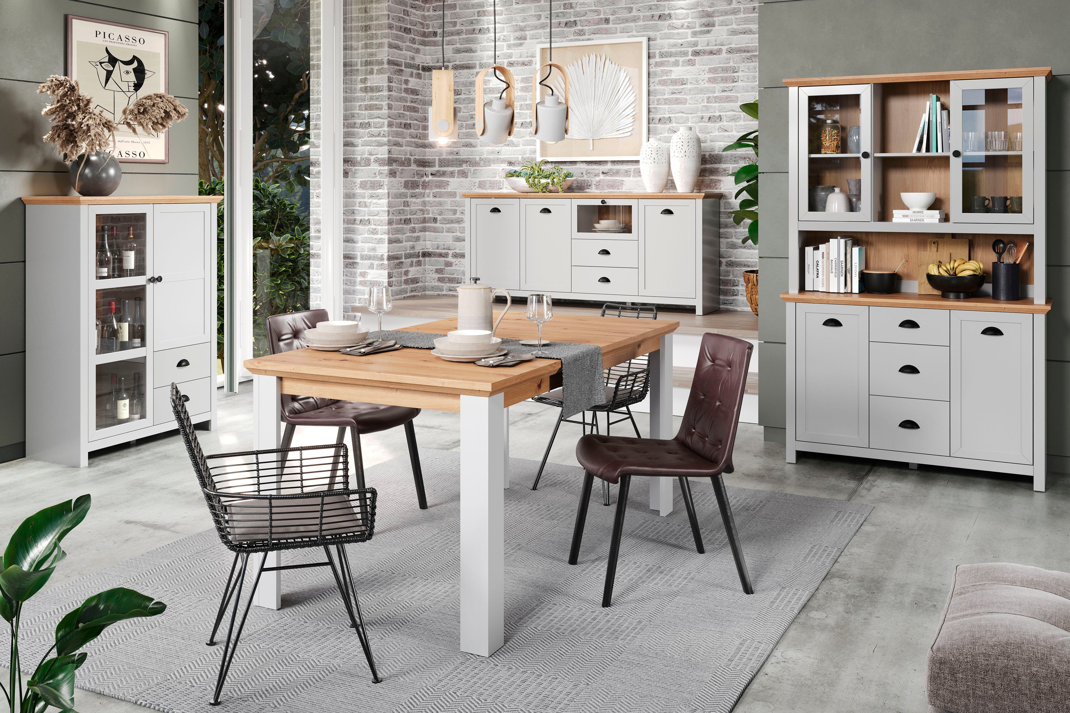 Home affaire Buffet-opzetkast Herzwill Opzetstuk met 2 glazen deuren in landhuisstijl - (B/D/H) 119/36/105 cm (1 stuk)