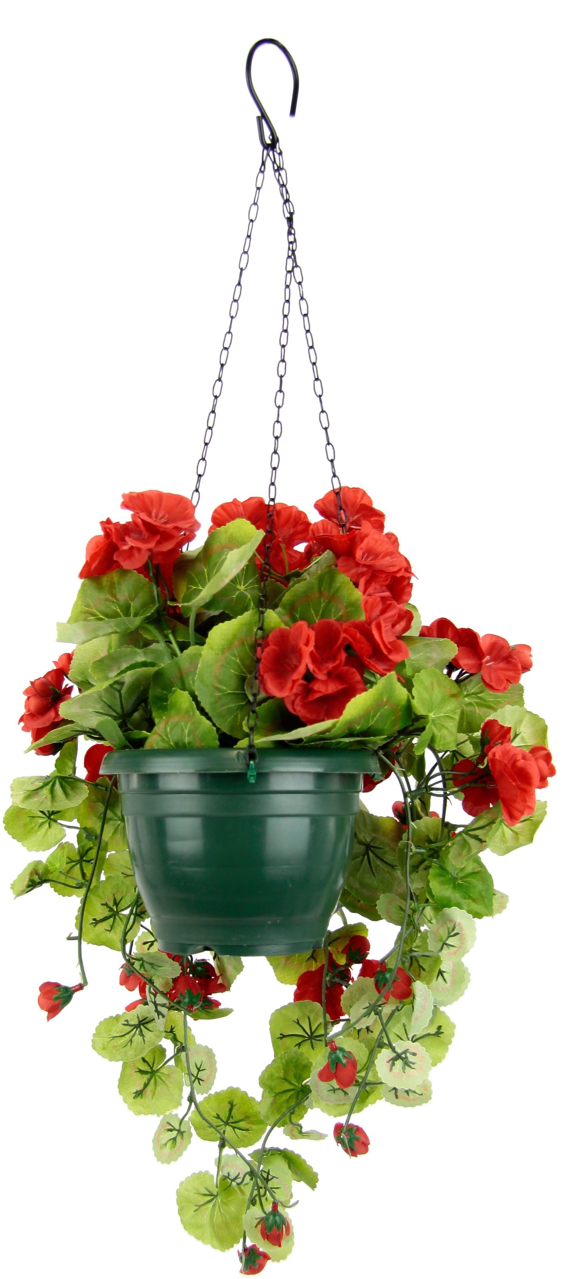 my home Kunstbloem Geranium In pot, met plantenhanger, kunstgeraniums (1 stuk)