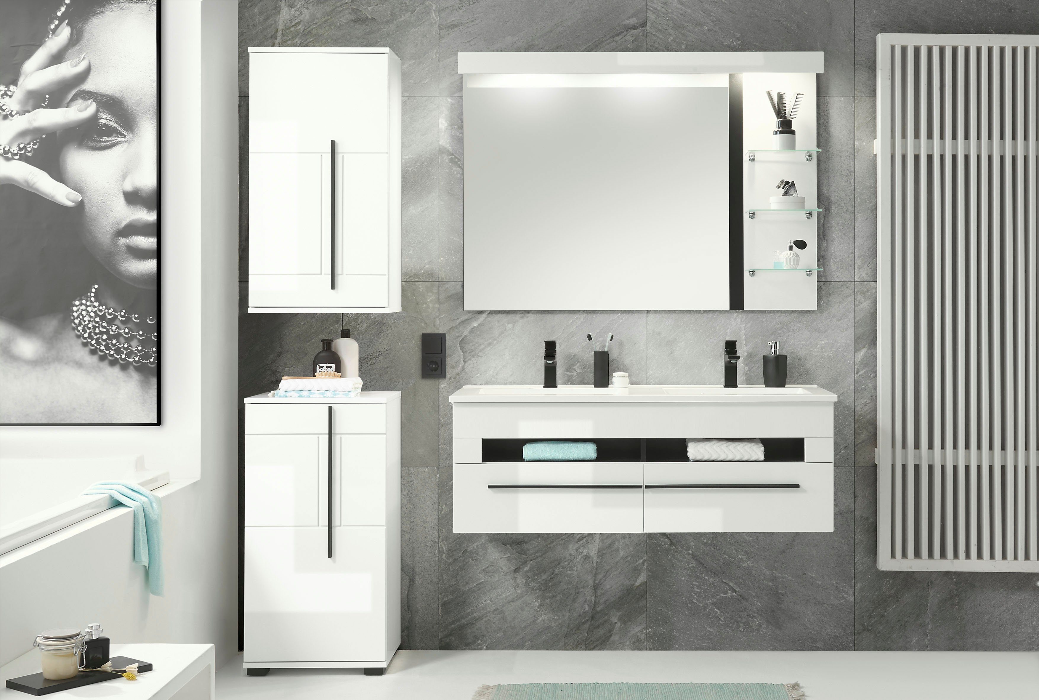 INOSIGN Hangend kastje Cantara, badkamerkast in hoogglans wit, hangkast in modern ontwerp