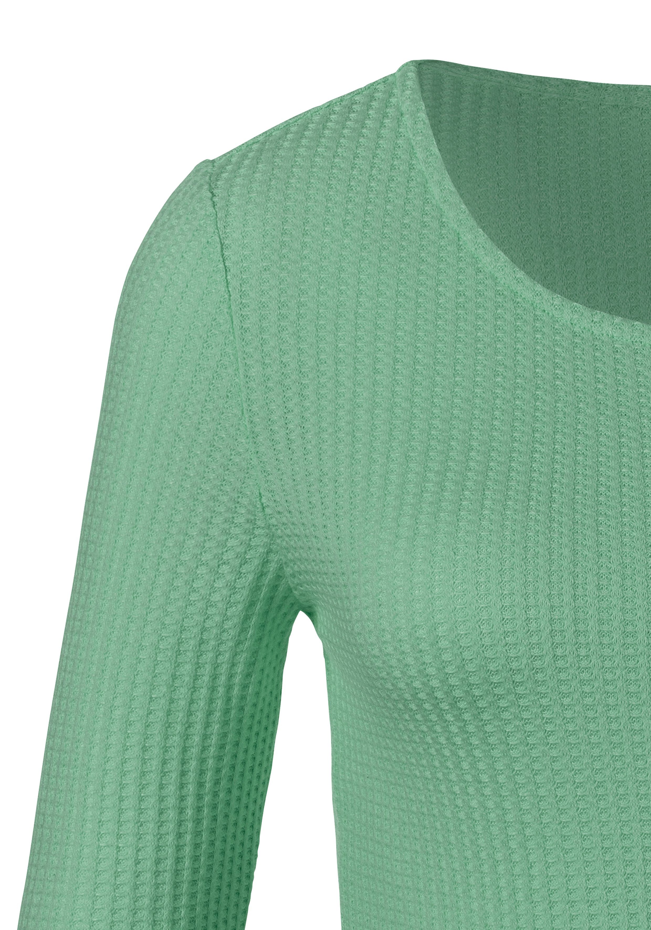 Lascana Shirt met lange mouwen In modieuze piqué-optiek van onderhoudsvriendelijke kwaliteit met viscose (Set van 2)