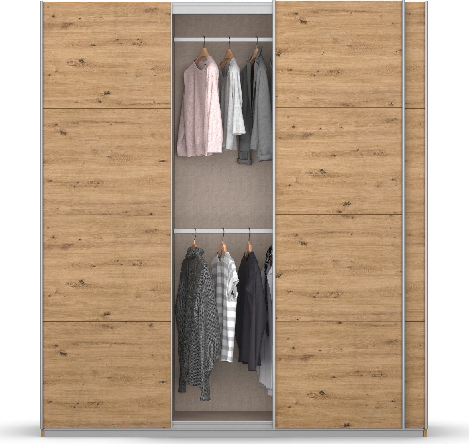 rauch Zweefdeurkast Kledingkast kast garderobe KOLUNA met decor-front inclusief 2 binnenladen en extra legplanken made in germany