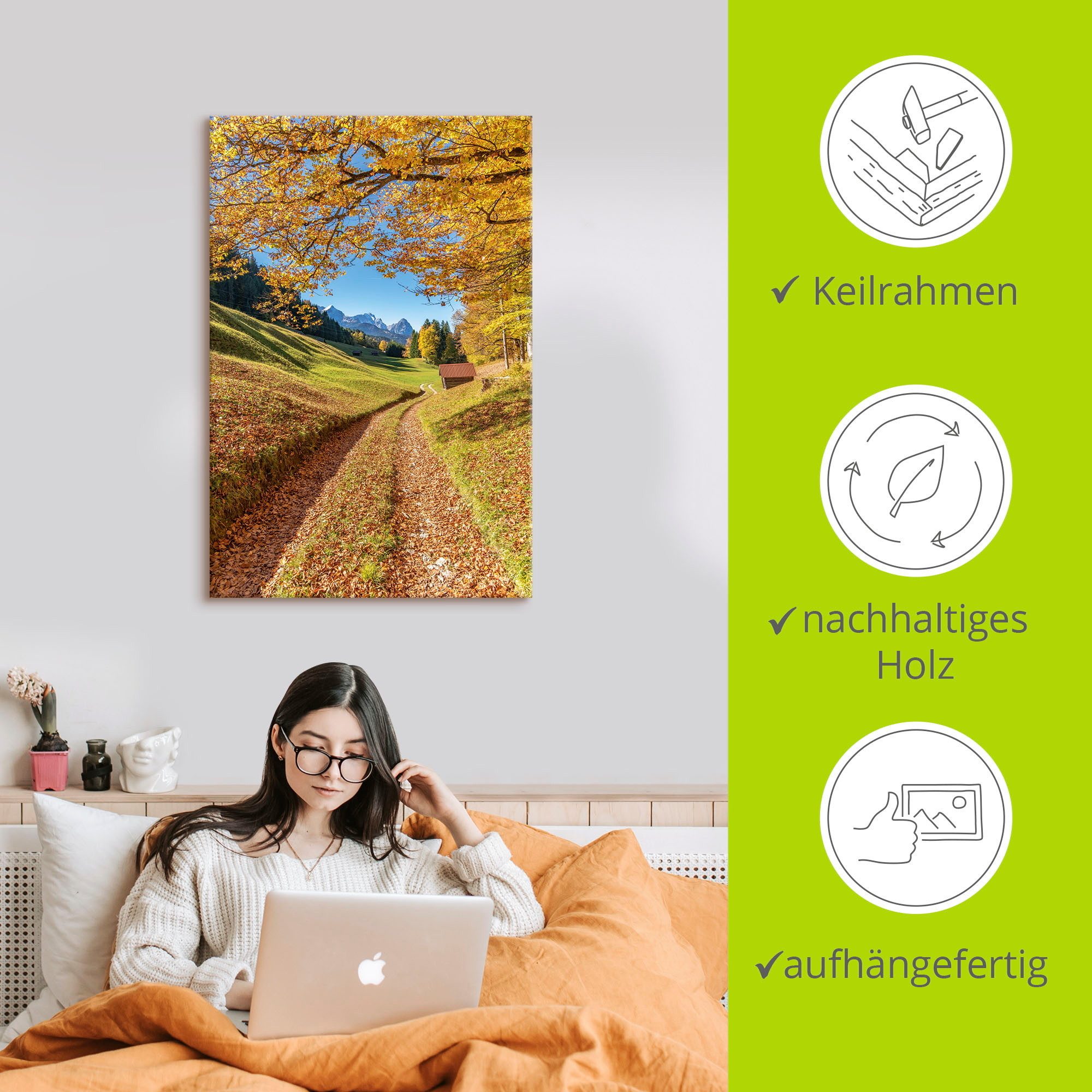 Artland Artprint Herfst in Beieren als artprint van aluminium, artprint op linnen, muursticker, verschillende maten