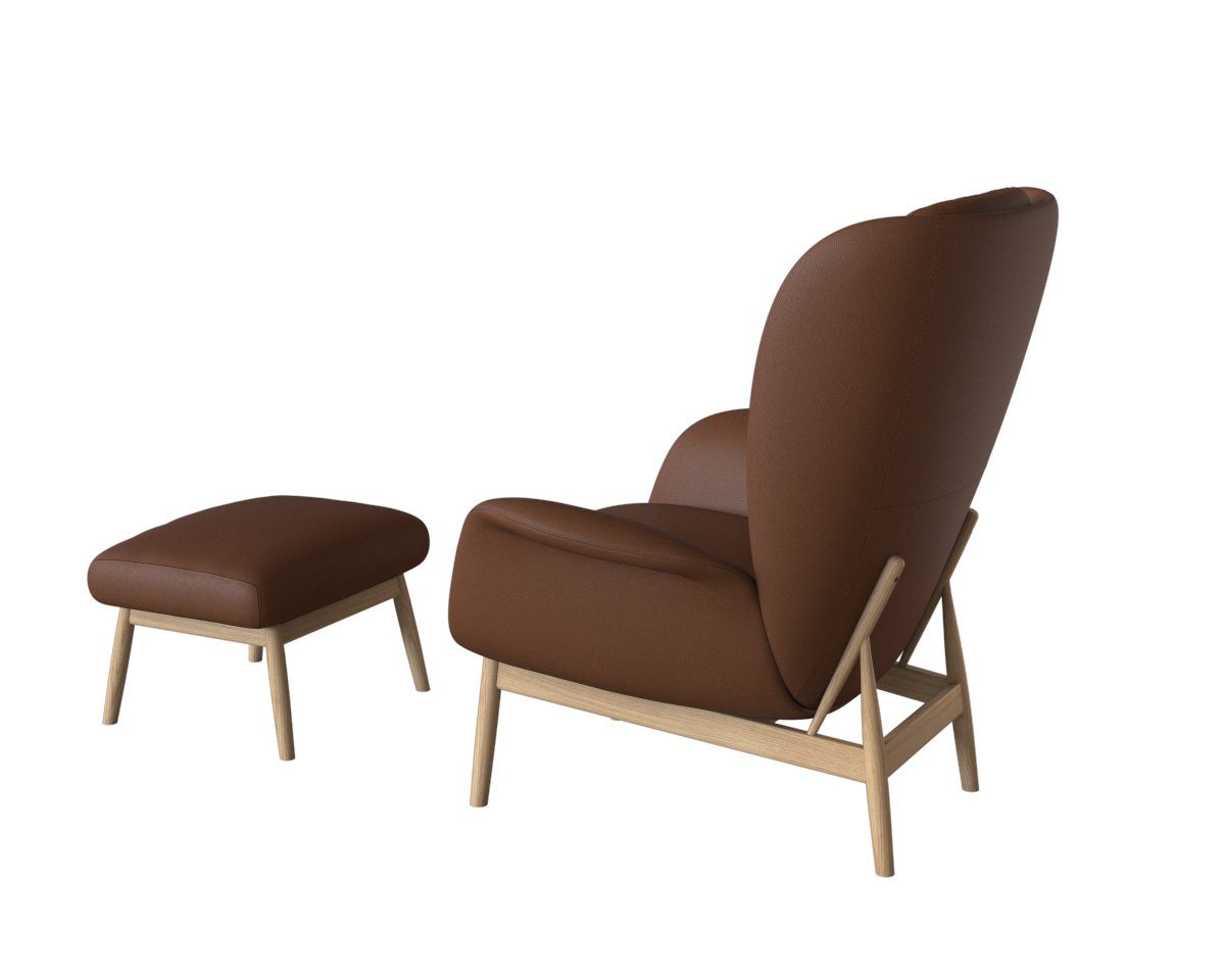 FLEXLUX Oorfauteuil Padova Stijl & comfort, organische vorm, geïntegreerde lendesteun, eikenhouten voet
