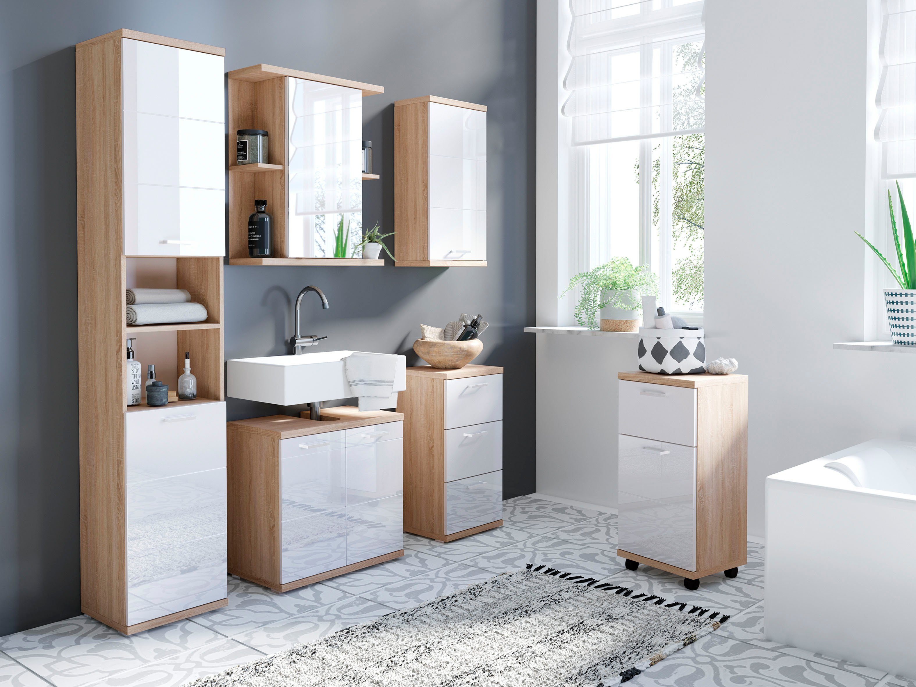 Homexperts Spiegelkast Nusa Breedte 60 cm, met grote spiegeldeur en veel bergruimte