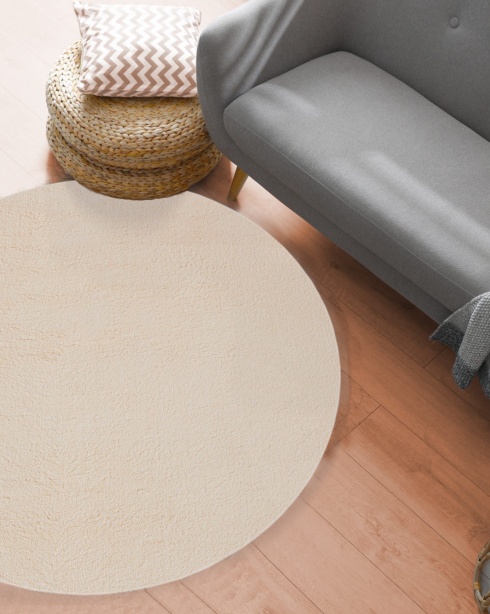 The carpet Vloerkleed Relax round wasbare woonkamer tapijt modern antislip