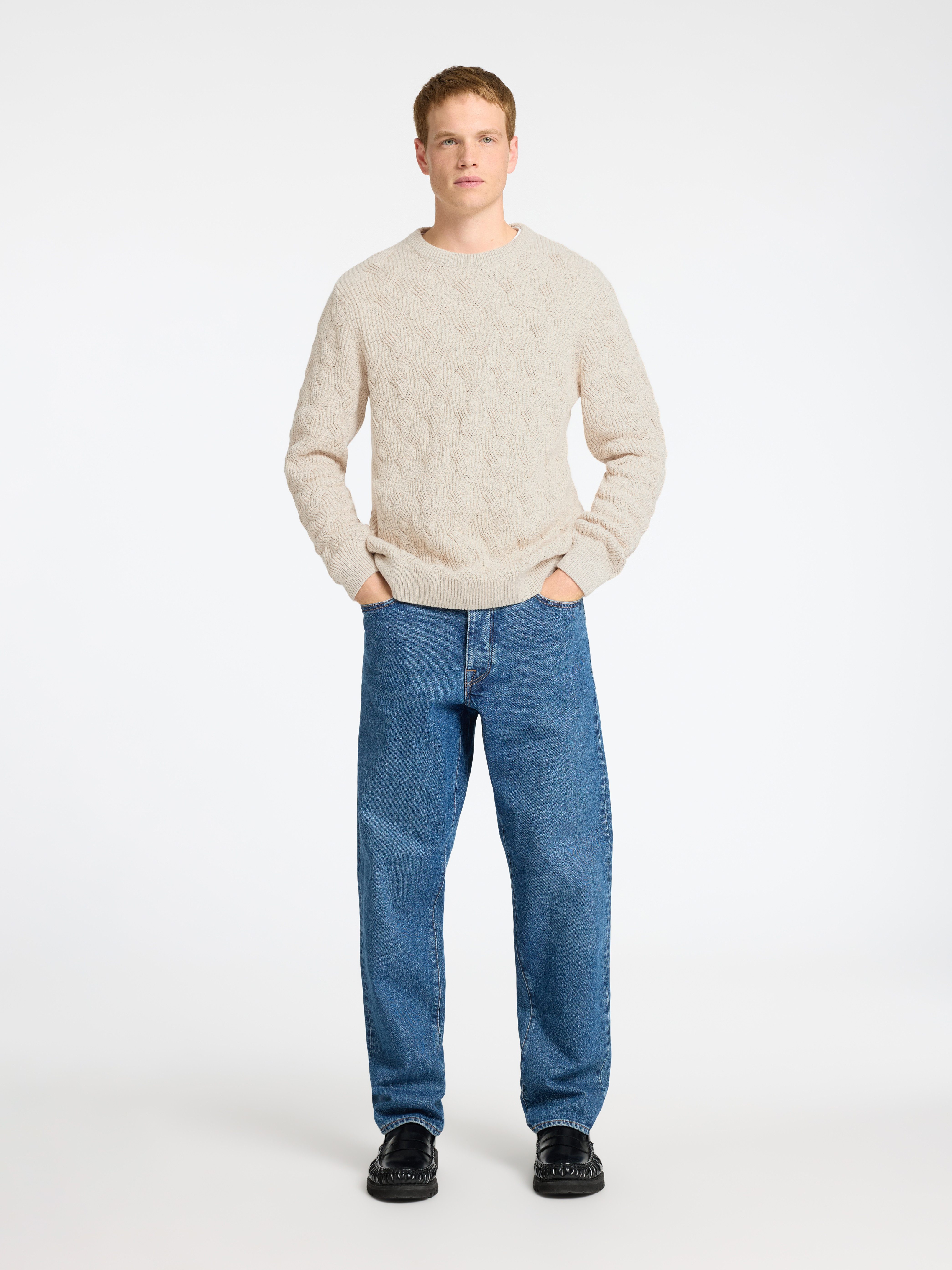 SELECTED HOMME Gebreide trui SLHCALLIS LS KNIT CABLE CREW NECK NOOS