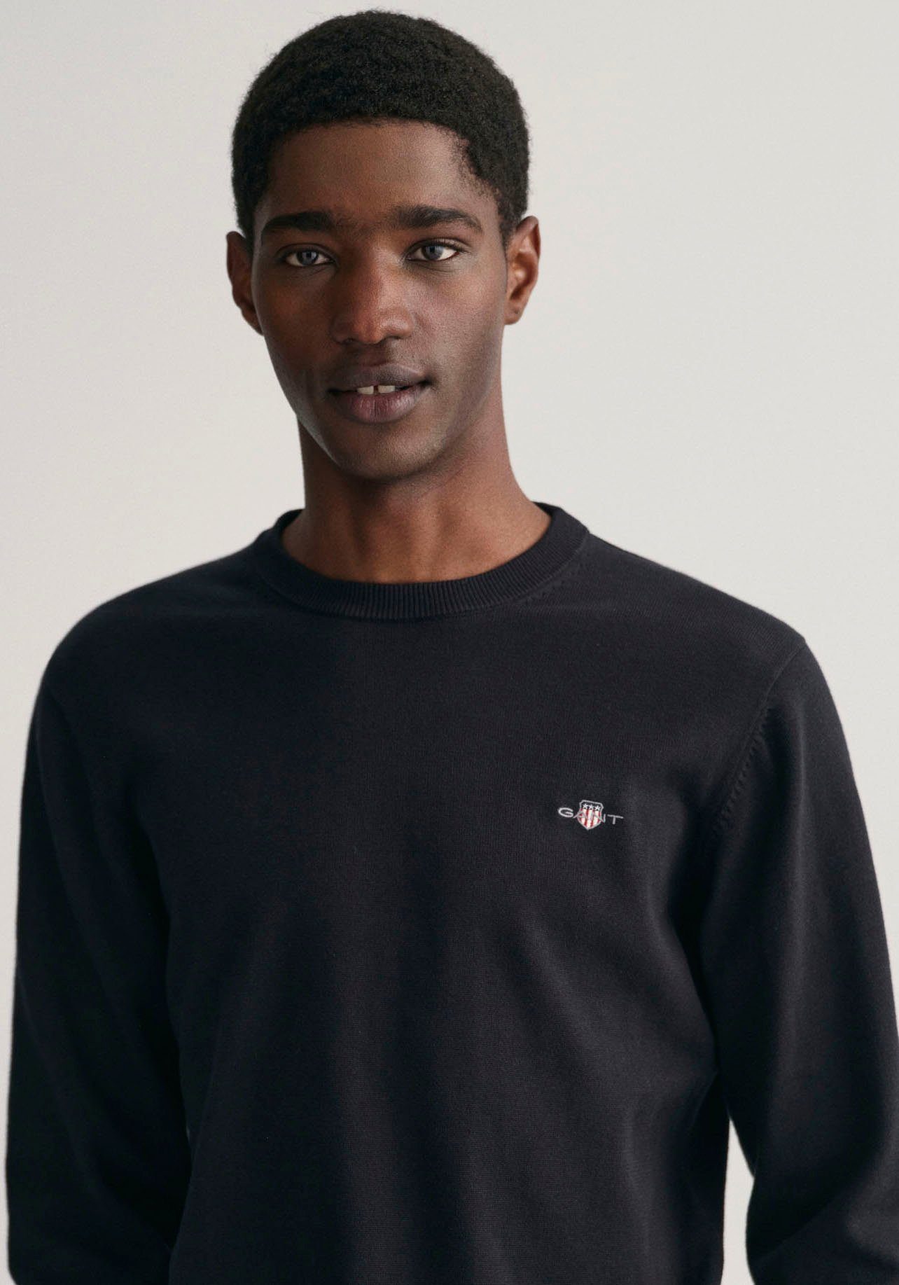 Gant Trui met ronde hals CLASSIC COTTON C-NECK Premium breipullover van zachte 100% katoen, overgangspullover