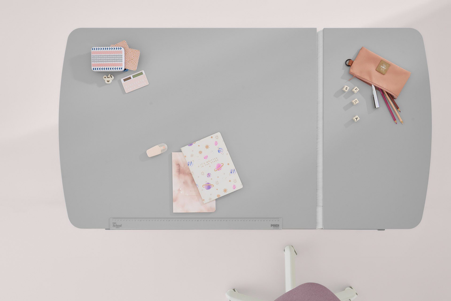 PAIDI Kinderwelten Kinderbureau DIEGO CURVED GT, leerlingbureau, ergonomisch, meegroeiend stappenloos in hoogte verstelbaar, gedeeld tafelblad kantelbaar