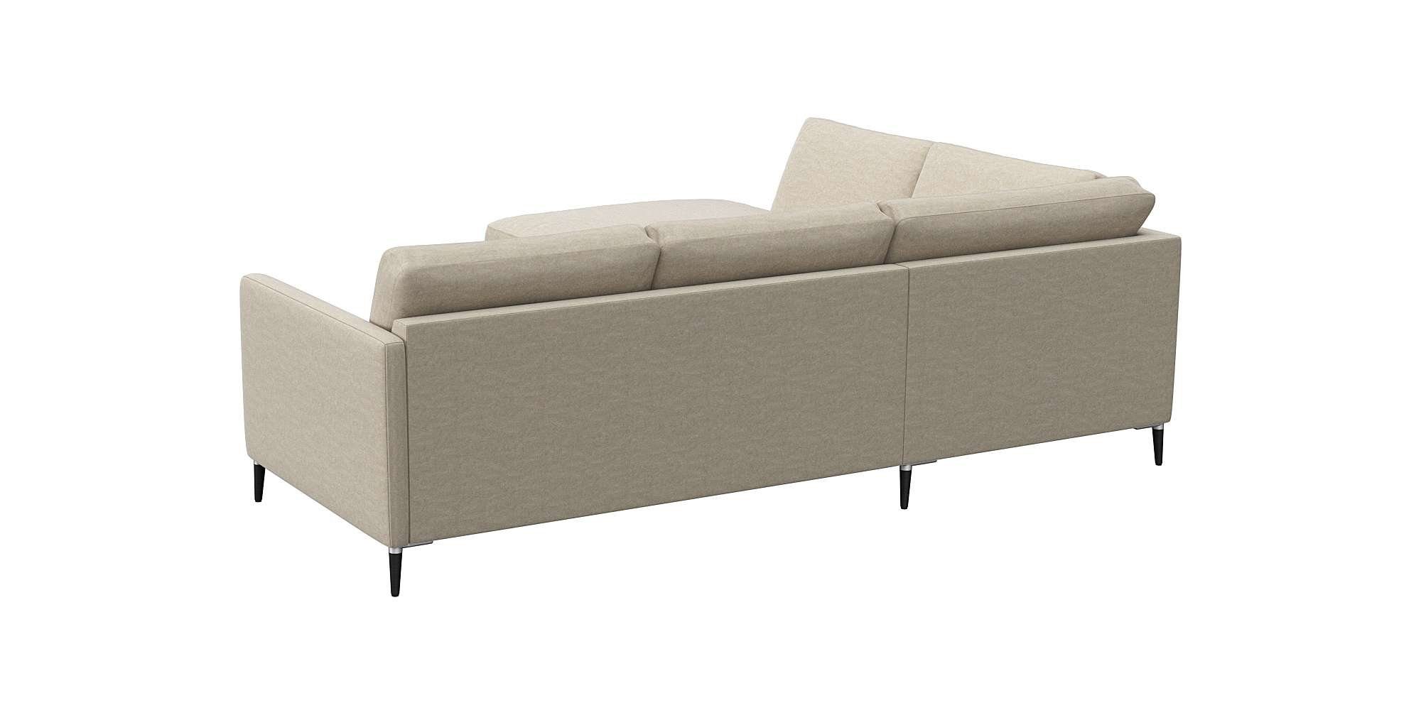 FLEXLUX Hoekbank Fiore, L-vorm smalle armleuningen, aluminium/zwarte poten, bxd 234x225 cm, koudschuim in de zitting