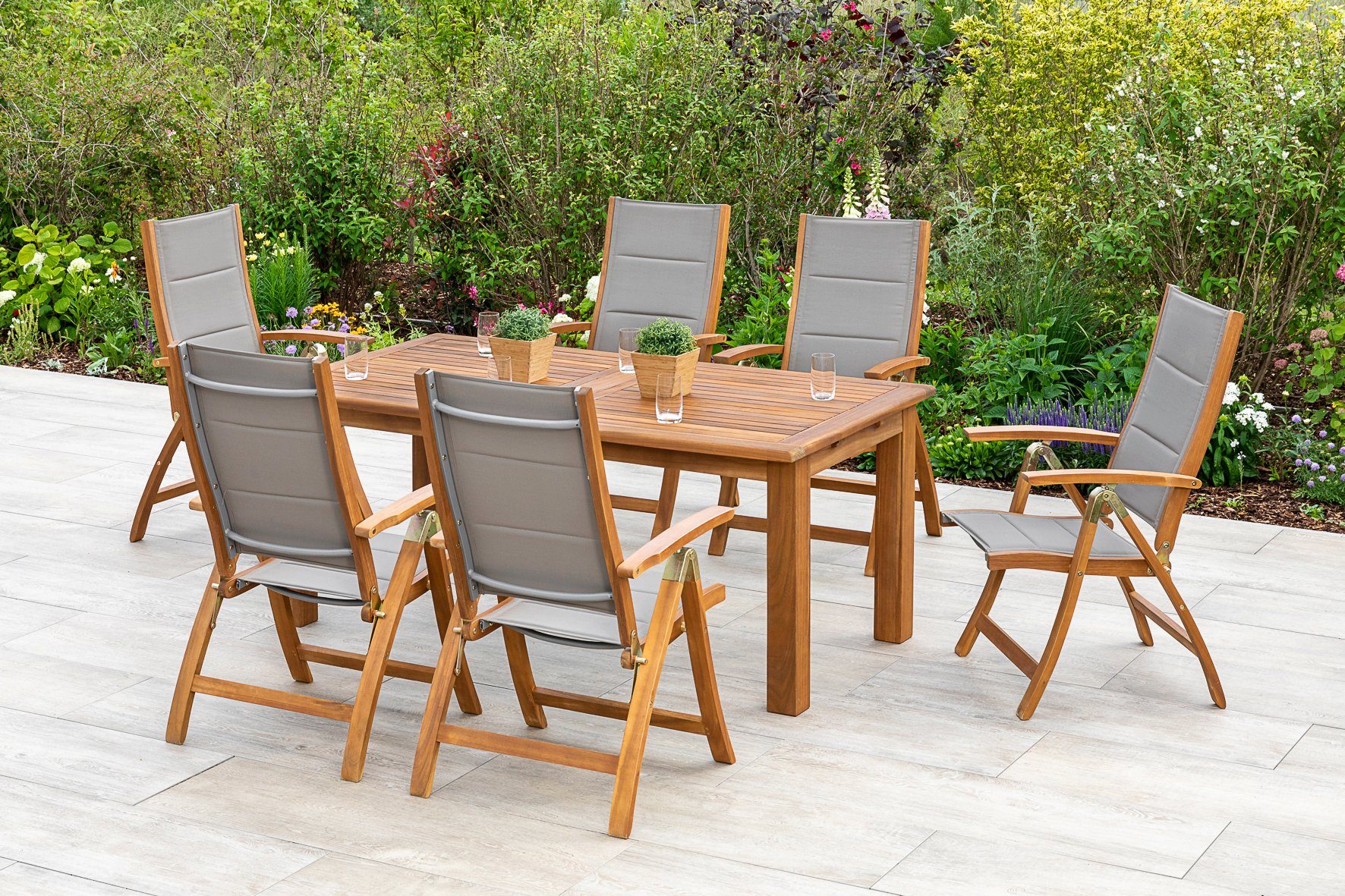MERXX Tuin-eethoek Acapulco 6 stoelen met uittrekbare tafel (7-delig)