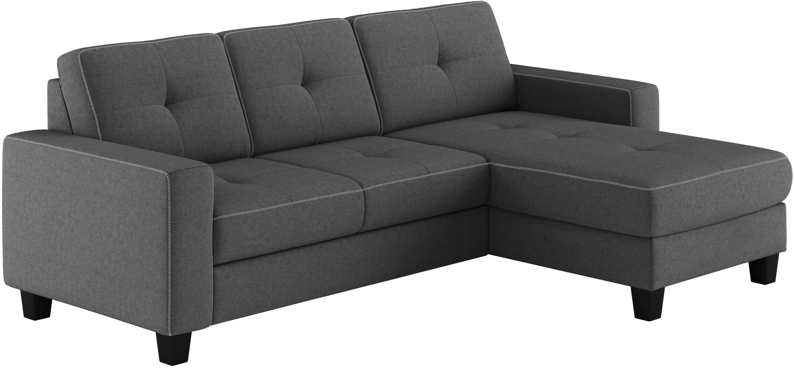 Places of Style Hoekbank Varese Kruisnaad in beige