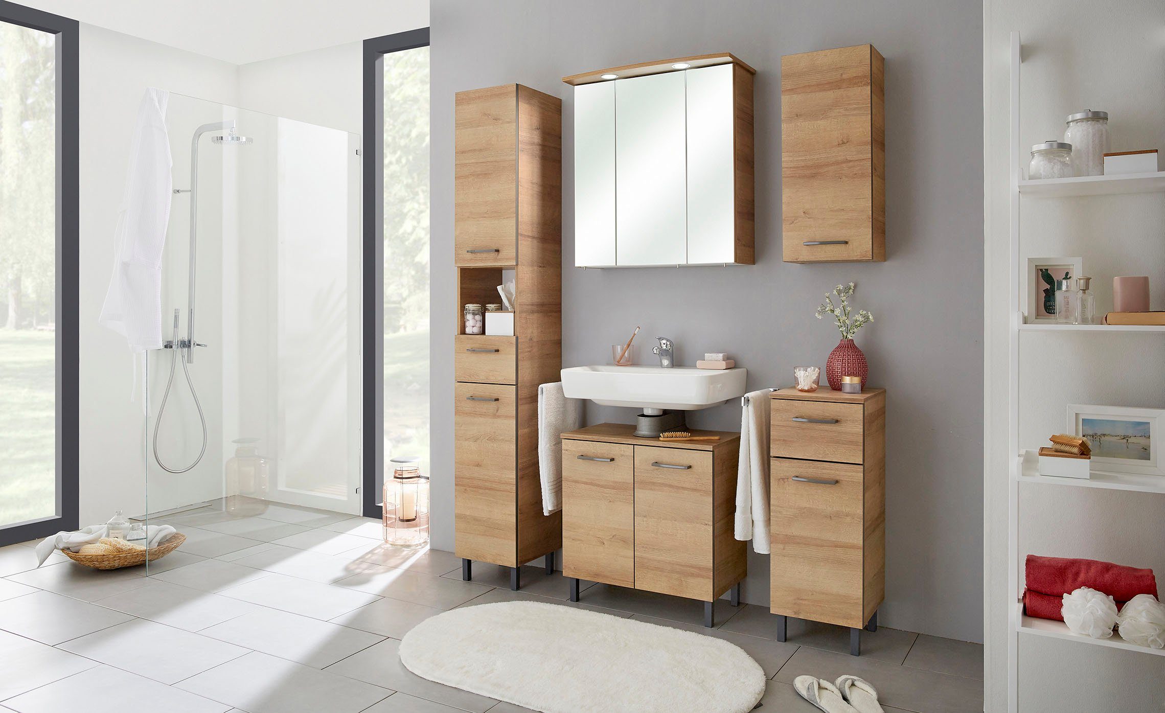 Saphir Wastafelonderkast Quickset 919 Onderkast voor wastafel, Riviera eik kruisnerf imitatie