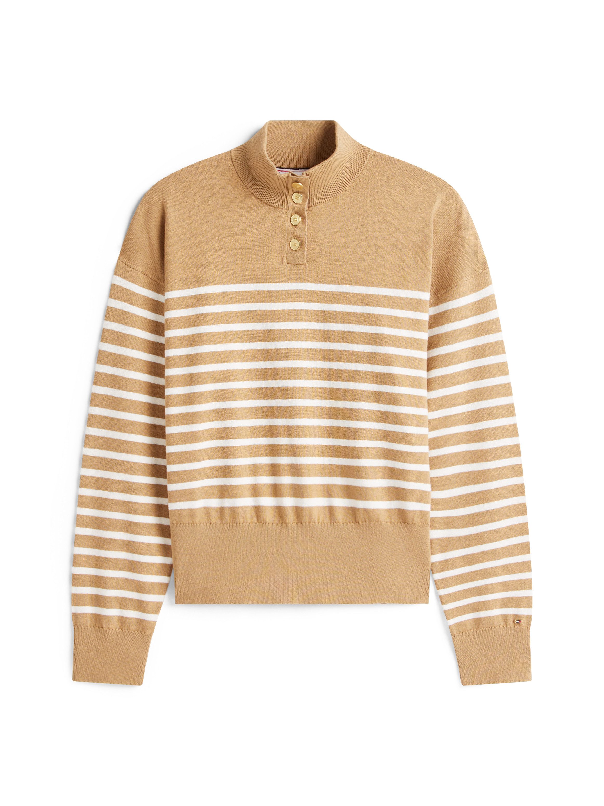 Tommy Hilfiger Gebreide trui CO JERSEY GOLD BTN MOCK-NK SWT