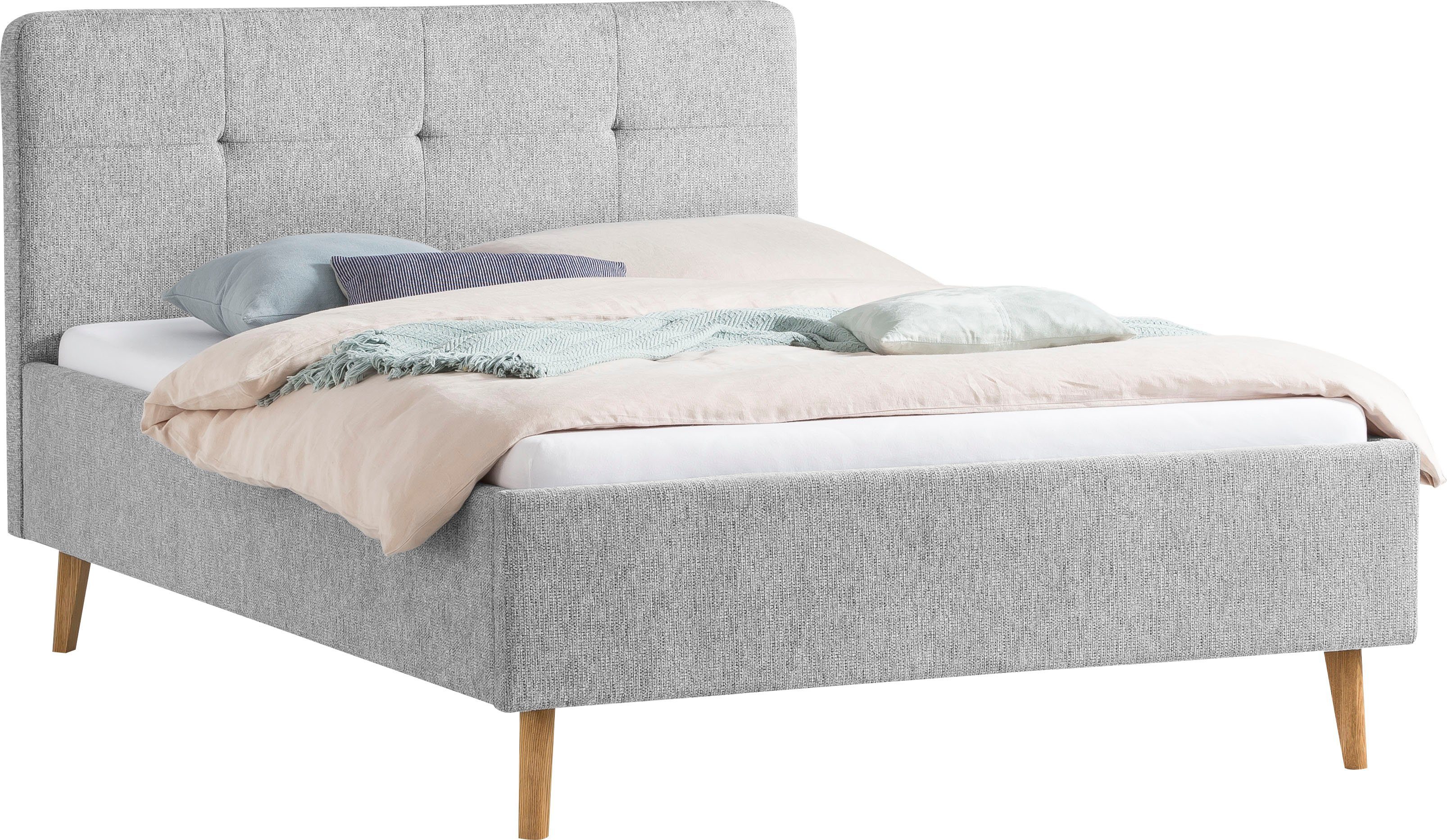 meise.möbel Gestoffeerd bed Smart Hoofdbord met knoopdetails, verkrijgbaar in twee maten bedden grijs