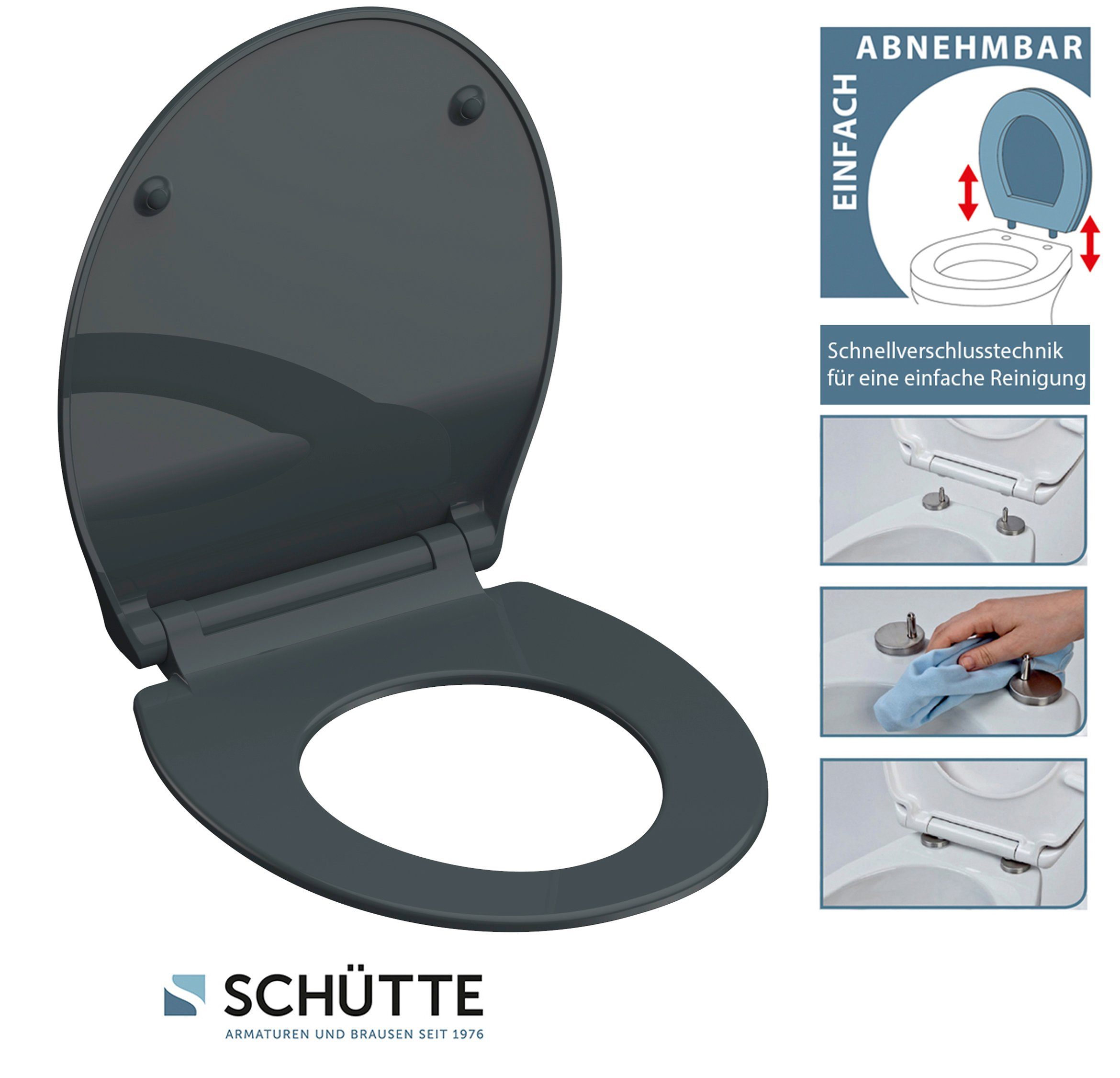 Schütte Toiletzitting SLIM Duroplast, softclosemechanisme, snelsluiting, bijzonder plat model