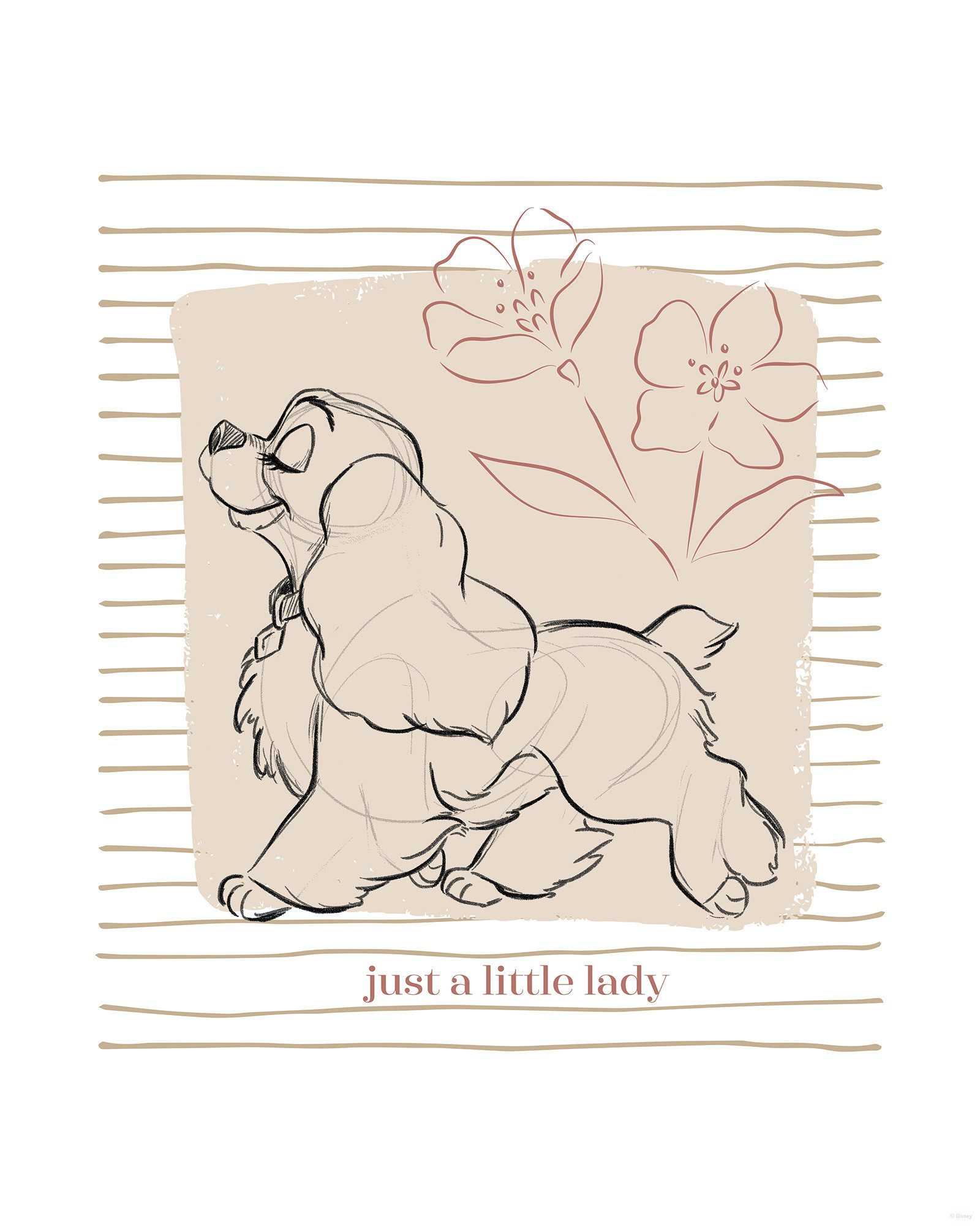 Komar Artprint Disney Lady and the Tramp just a Little Lady 40 x 60 cm (breedte x hoogte) - kinderkamer, decoratie (set)