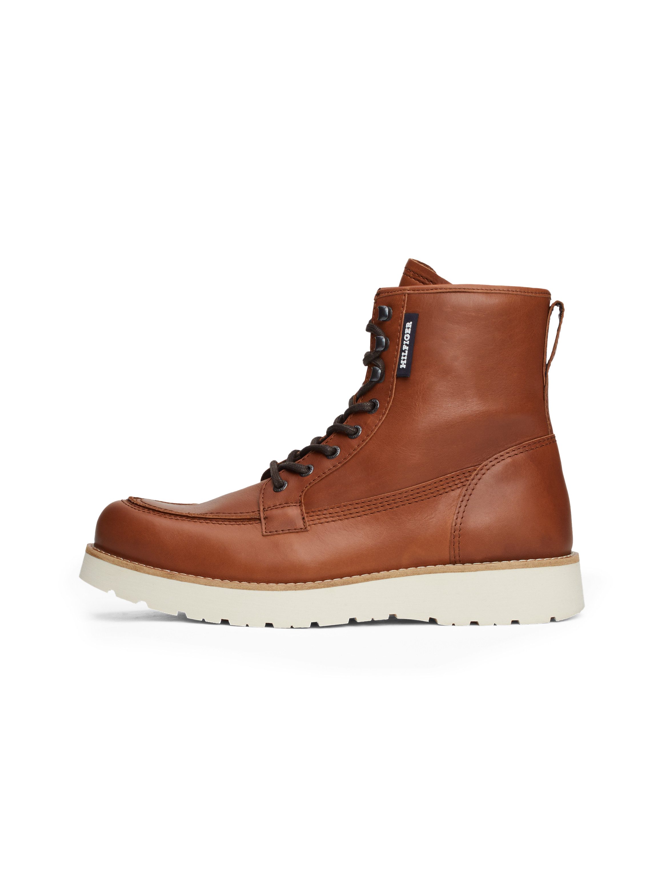 Tommy Hilfiger Veterschoenen TH AMERICAN PREM CHECK LTH BOOT , plateau, herfstmode, veterschoenen met label